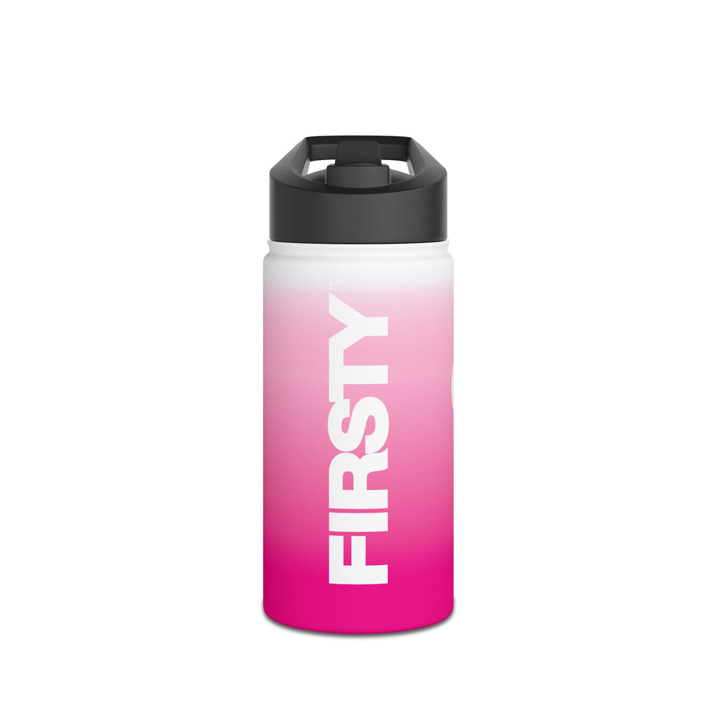 FIRSTY™ Pink Blush™ Thirst First™ 3 Sizes - White - Stainless Steel Water Bottle with Carry Handle and Straw Lid - BPA-Free, Eco-Friendly