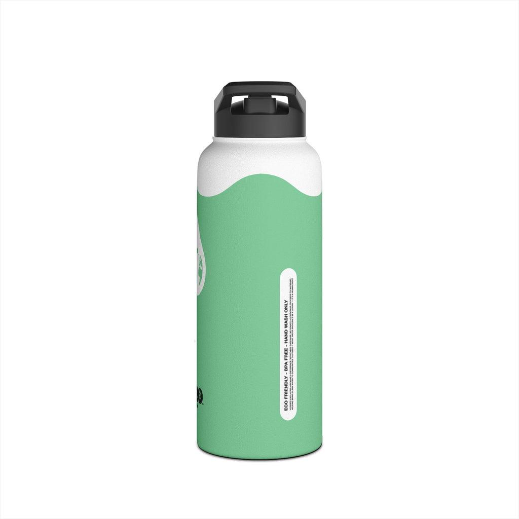 FIRSTY™ Wave™ 3 Sizes - Mint Green & White - Stainless Steel Water Bottle with Carry Handle and Straw Lid - BPA-Free, Eco-Friendly