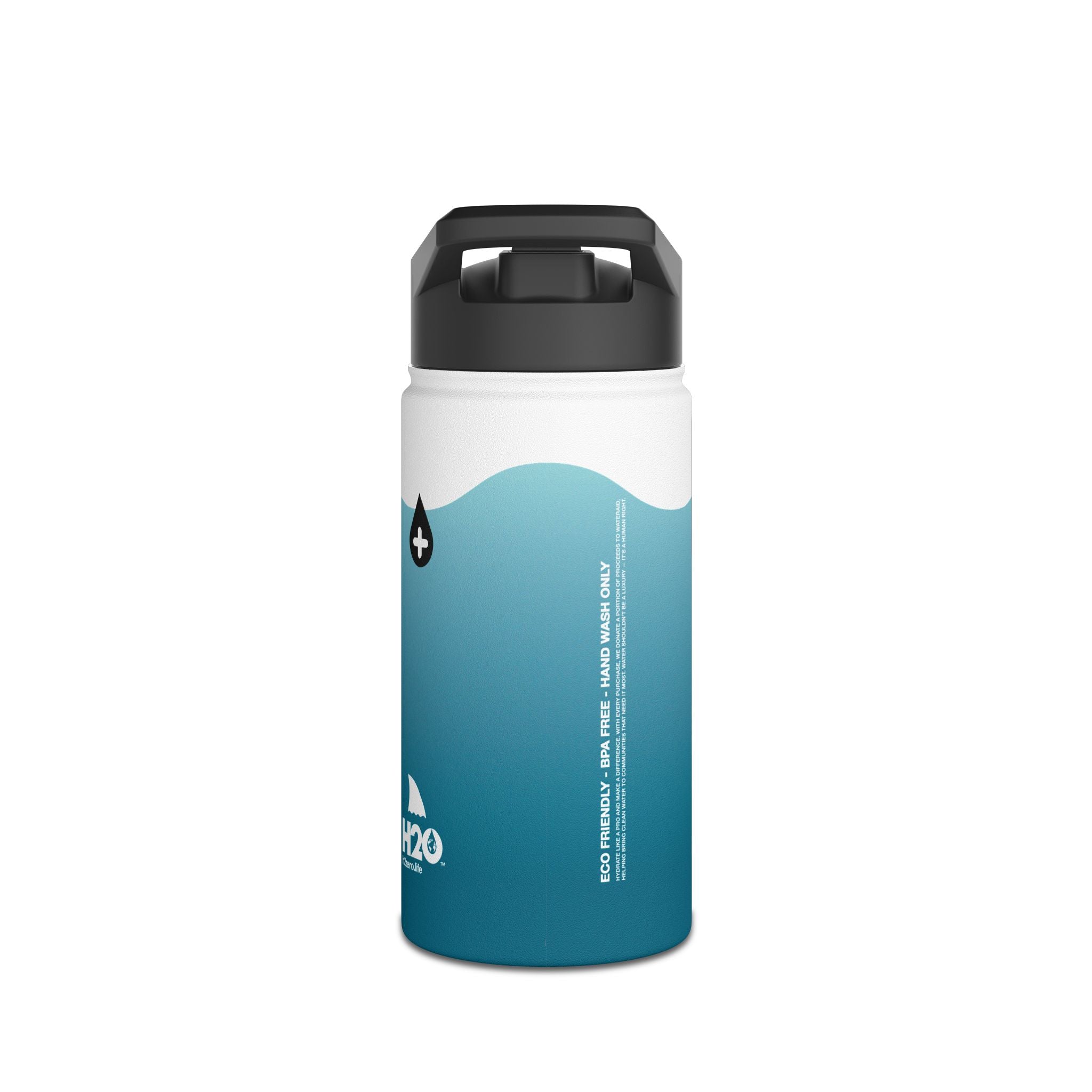 FIRSTY™ Limited Edition™ - 3 Sizes - Jaws Blue - Stainless Steel Water Bottle with Carry Handle and Straw Lid - BPA-Free, Eco-Friendly