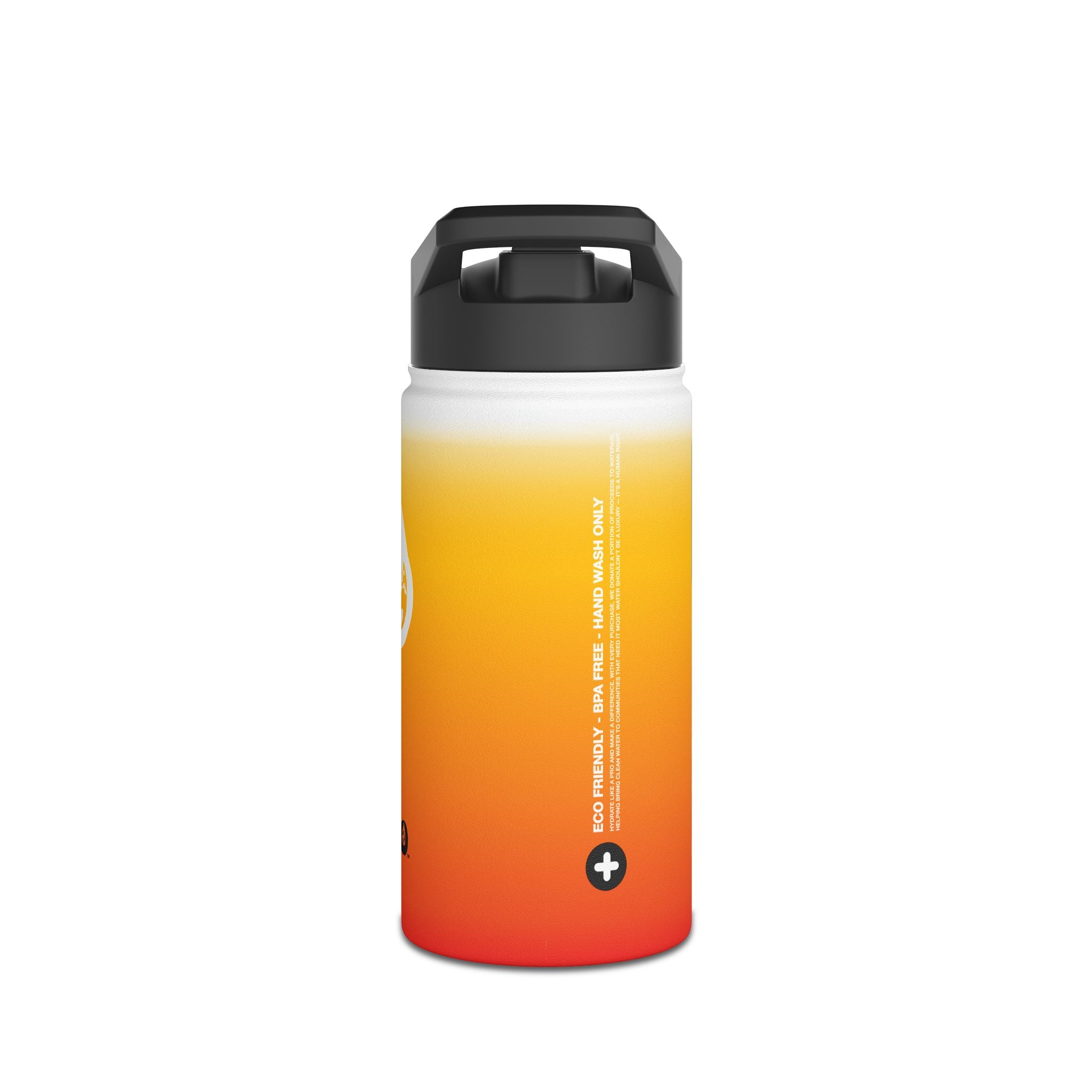 FIRSTY™ Orange Blush™ Thirst First™ 3 Sizes - White - Stainless Steel Water Bottle with Carry Handle and Straw Lid - BPA-Free, Eco-Friendly