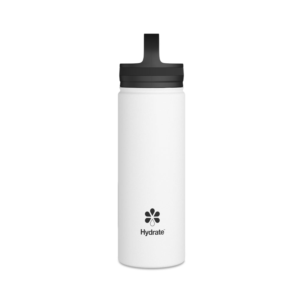 FIRSTY™ Hydrate™ Thirst First™ 3 Sizes - White  - Stainless Steel Water Bottle with Carry Handle - BPA-Free, Eco-Friendly