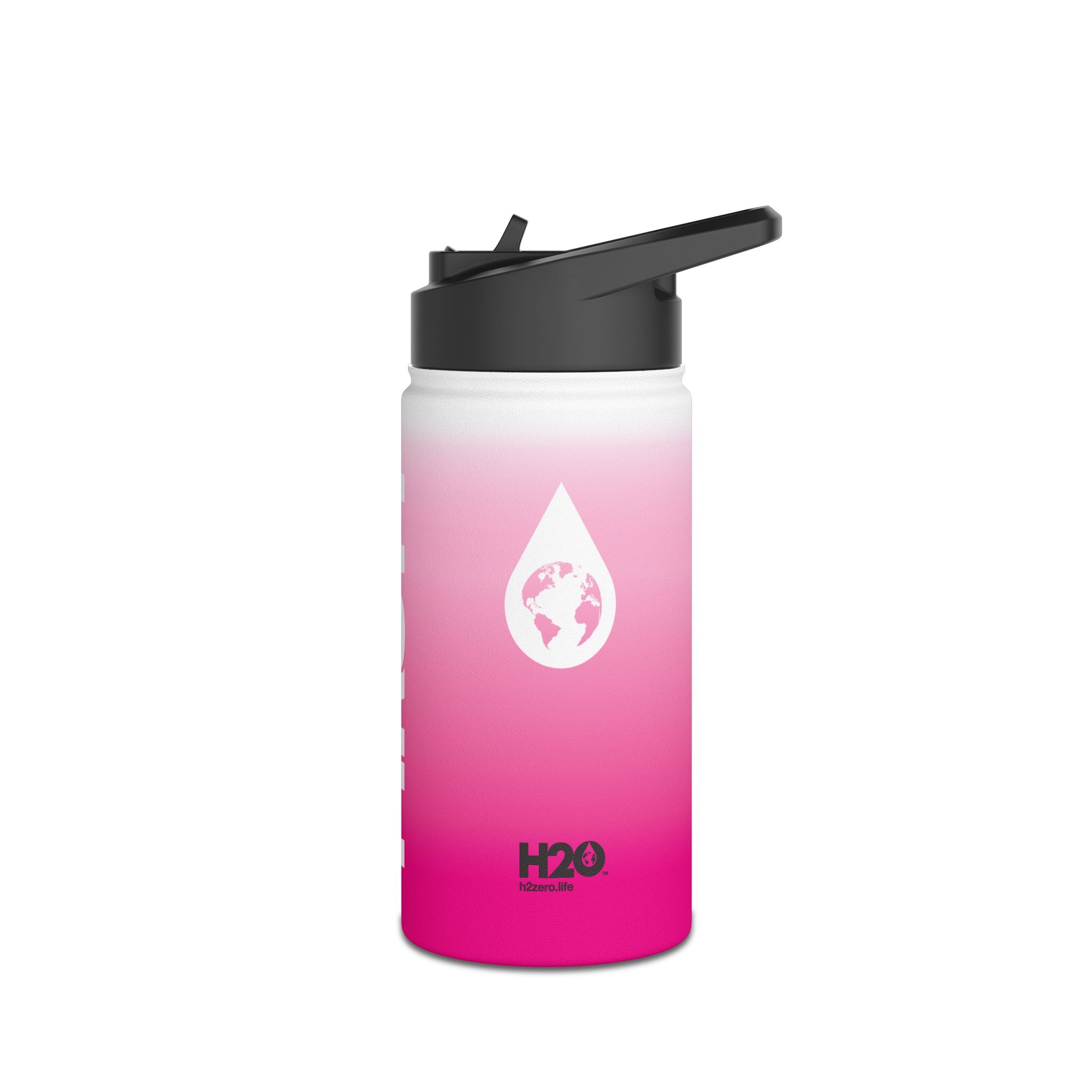 FIRSTY™ Pink Blush™ Thirst First™ 3 Sizes - White - Stainless Steel Water Bottle with Carry Handle and Straw Lid - BPA-Free, Eco-Friendly