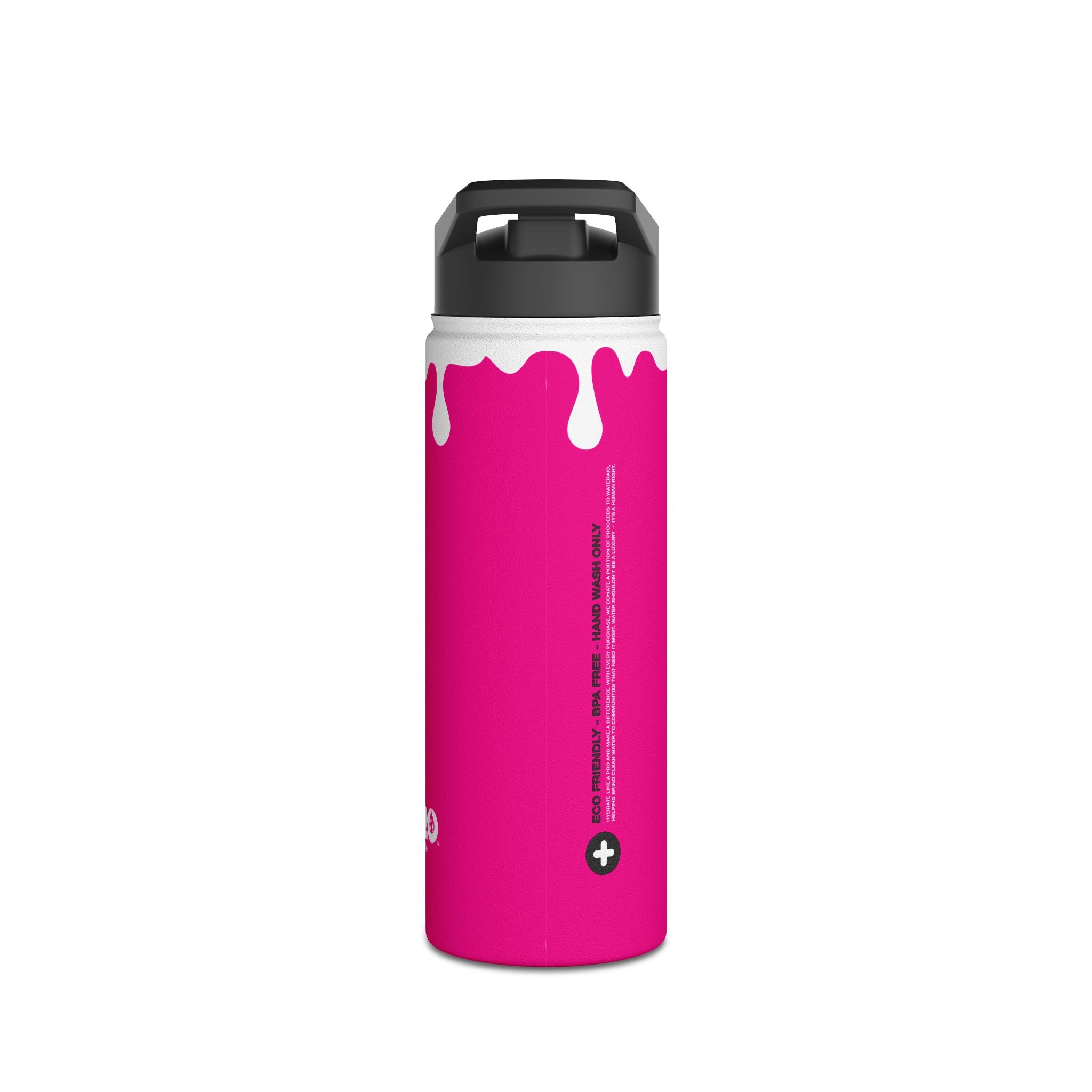 FIRSTY™ 3 Sizes - Splash™ Pink - Stainless Steel Water Bottle with Carry Handle and Straw Lid - BPA-Free, Eco-Friendly