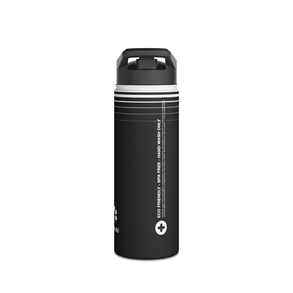 FIRSTY™ 3 Sizes - Hydrate Black - Stainless Steel Water Bottle with Carry Handle and Straw Lid - BPA-Free, Eco-Friendly