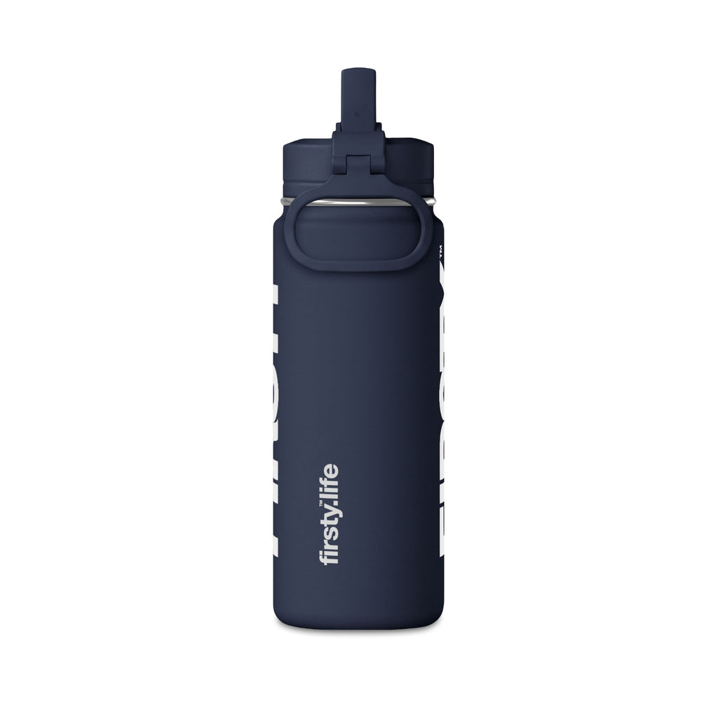 FIRSTY™ Navy 20oz Mini Water Bottle – Insulated Sport Bottle with Flip Straw