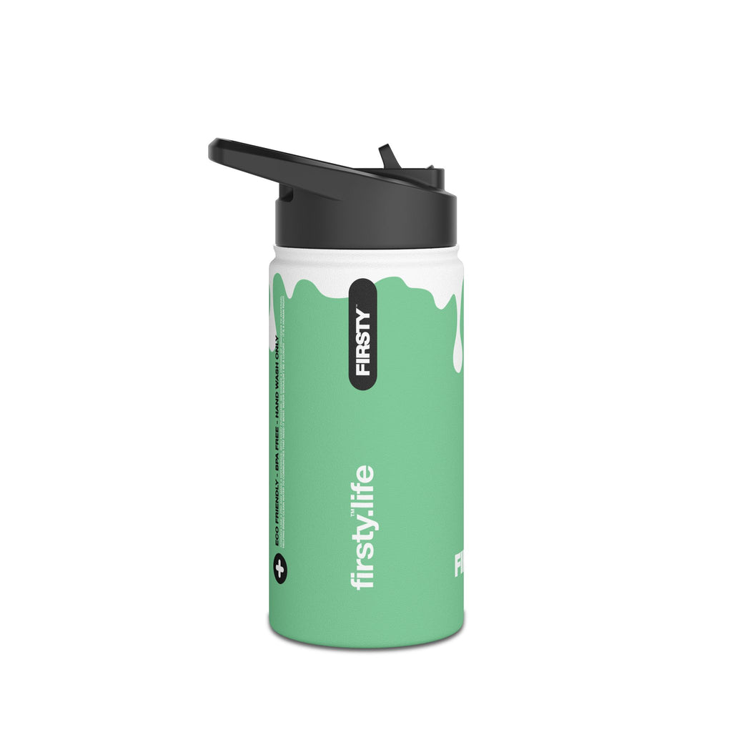 FIRSTY™ 3 Sizes - Splash™ Mint Green - Stainless Steel Water Bottle with Carry Handle and Straw Lid - BPA-Free, Eco-Friendly