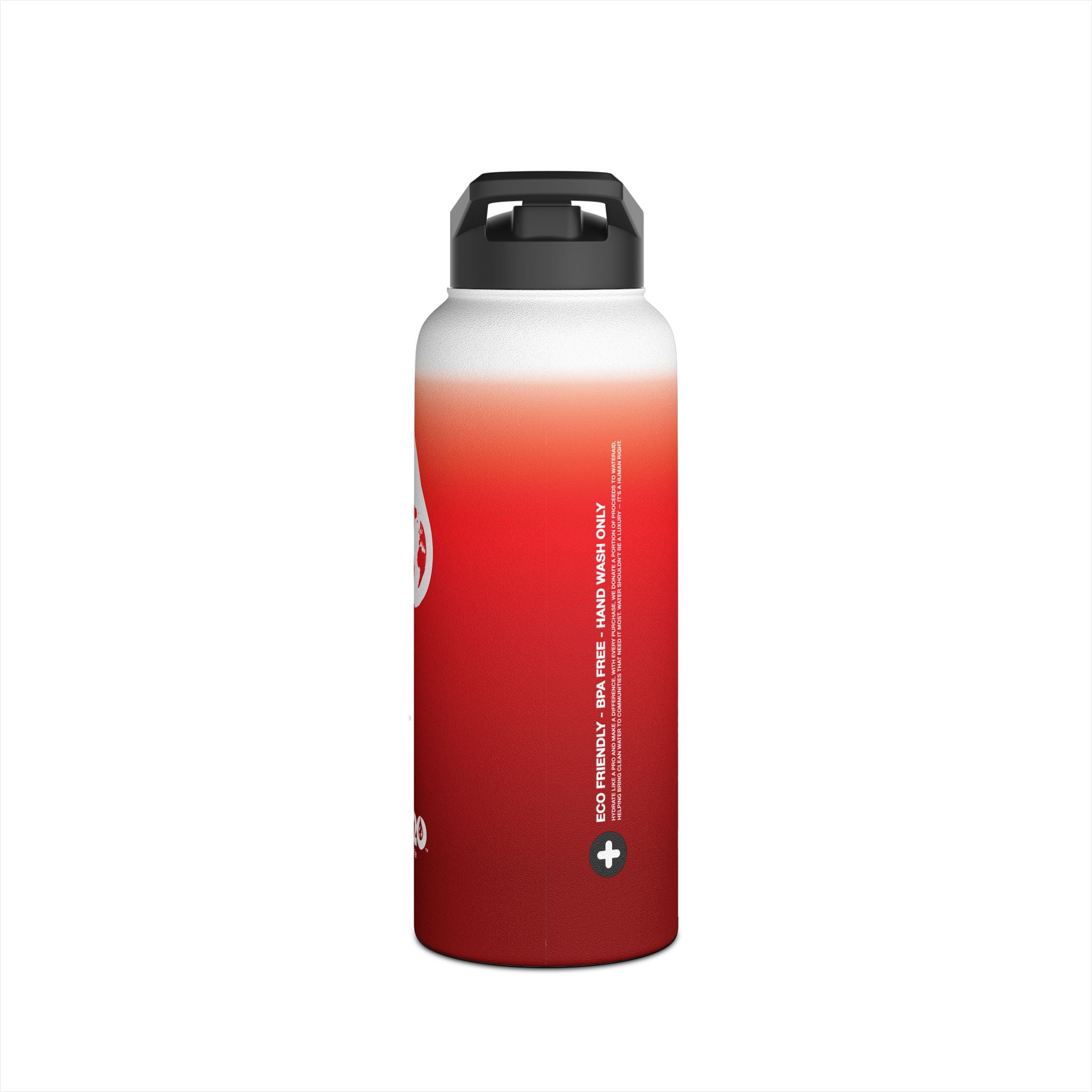 FIRSTY™ Red Blush™ Thirst First™ 3 Sizes - White - Stainless Steel Water Bottle with Carry Handle and Straw Lid - BPA-Free, Eco-Friendly