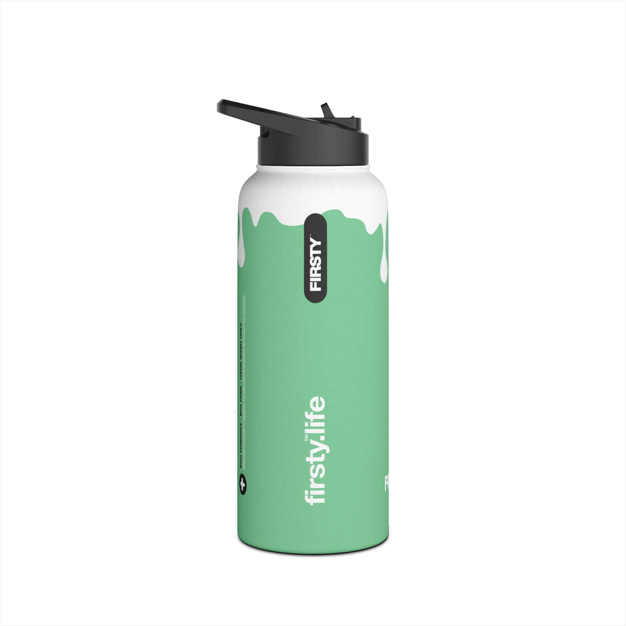 FIRSTY™ 3 Sizes - Splash™ Mint Green - Stainless Steel Water Bottle with Carry Handle and Straw Lid - BPA-Free, Eco-Friendly