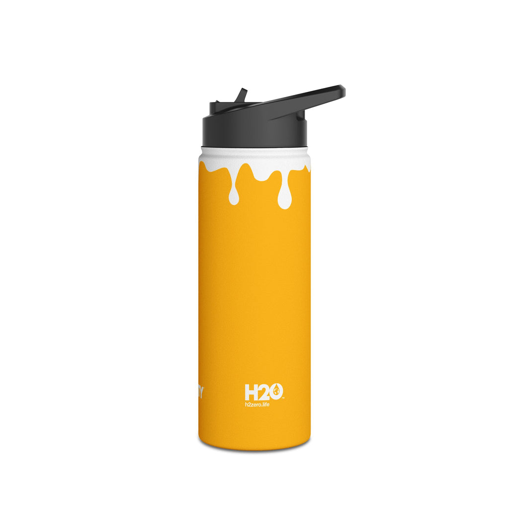 FIRSTY™ 3 Sizes - Splash™ Mustard - Stainless Steel Water Bottle with Carry Handle and Straw Lid - BPA-Free, Eco-Friendly