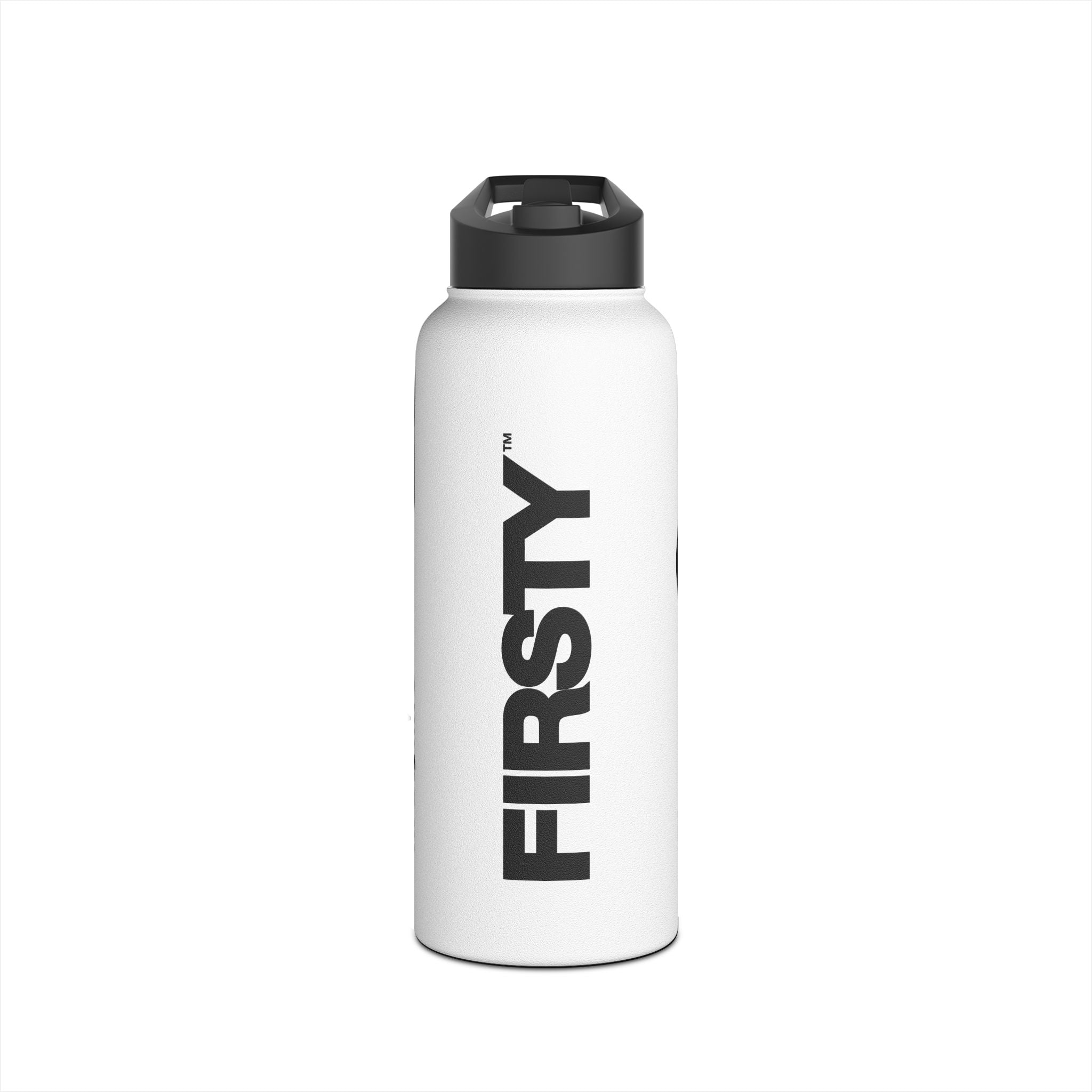 FIRSTY™ Thirst First™ 3 Sizes - White - Stainless Steel Water Bottle with Carry Handle and Straw Lid - BPA-Free, Eco-Friendly