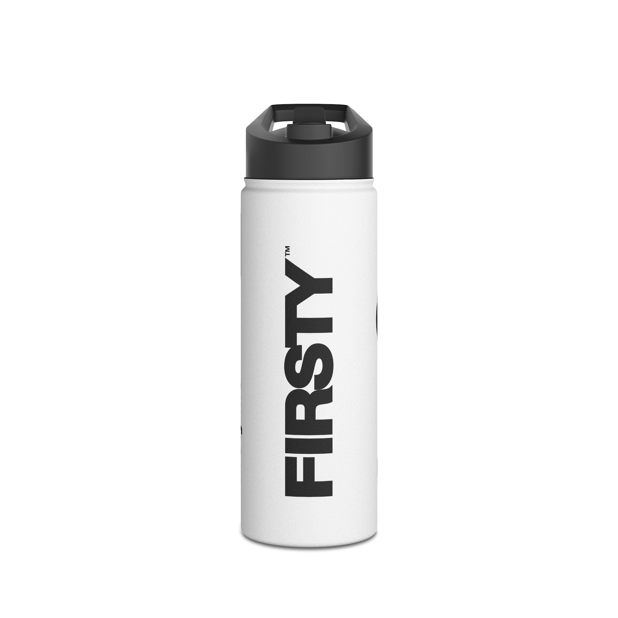 FIRSTY™ Thirst First™ 3 Sizes - White - Stainless Steel Water Bottle with Carry Handle and Straw Lid - BPA-Free, Eco-Friendly