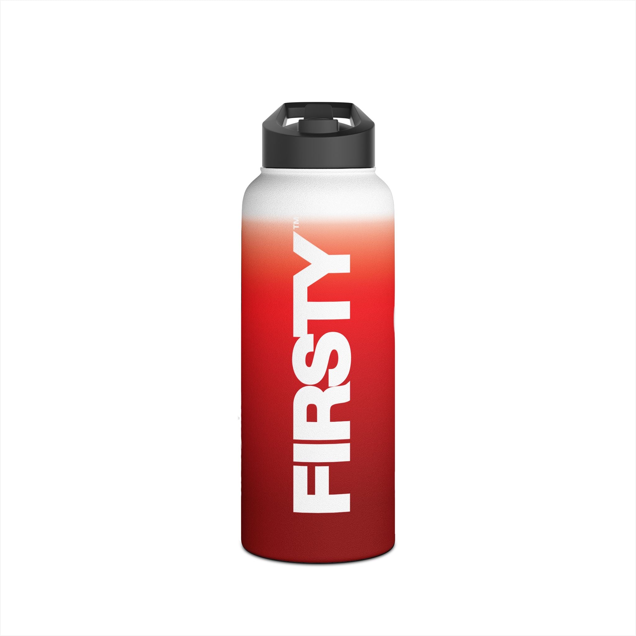 FIRSTY™ Red Blush™ Thirst First™ 3 Sizes - White - Stainless Steel Water Bottle with Carry Handle and Straw Lid - BPA-Free, Eco-Friendly
