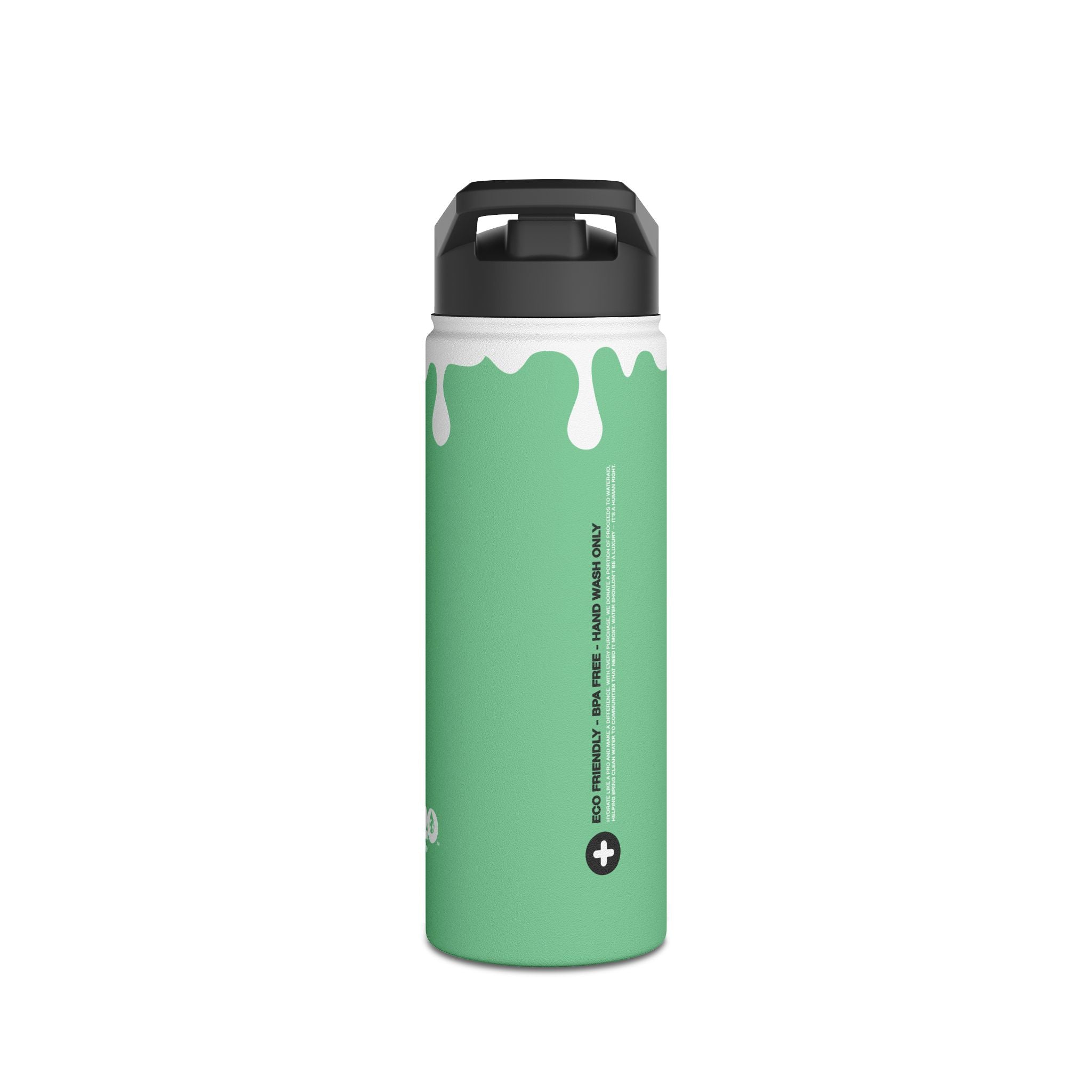 FIRSTY™ 3 Sizes - Splash™ Mint Green - Stainless Steel Water Bottle with Carry Handle and Straw Lid - BPA-Free, Eco-Friendly