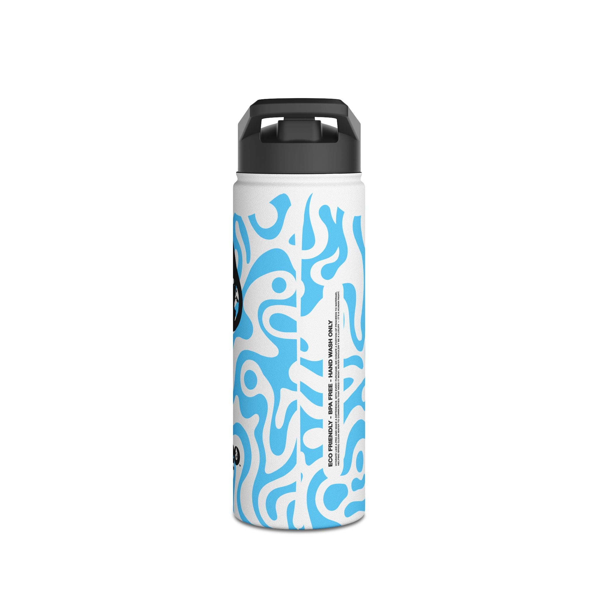 FIRSTY™ 3 Sizes - Camo Light Blue - Stainless Steel Water Bottle with Carry Handle and Straw Lid - BPA-Free, Eco-Friendly