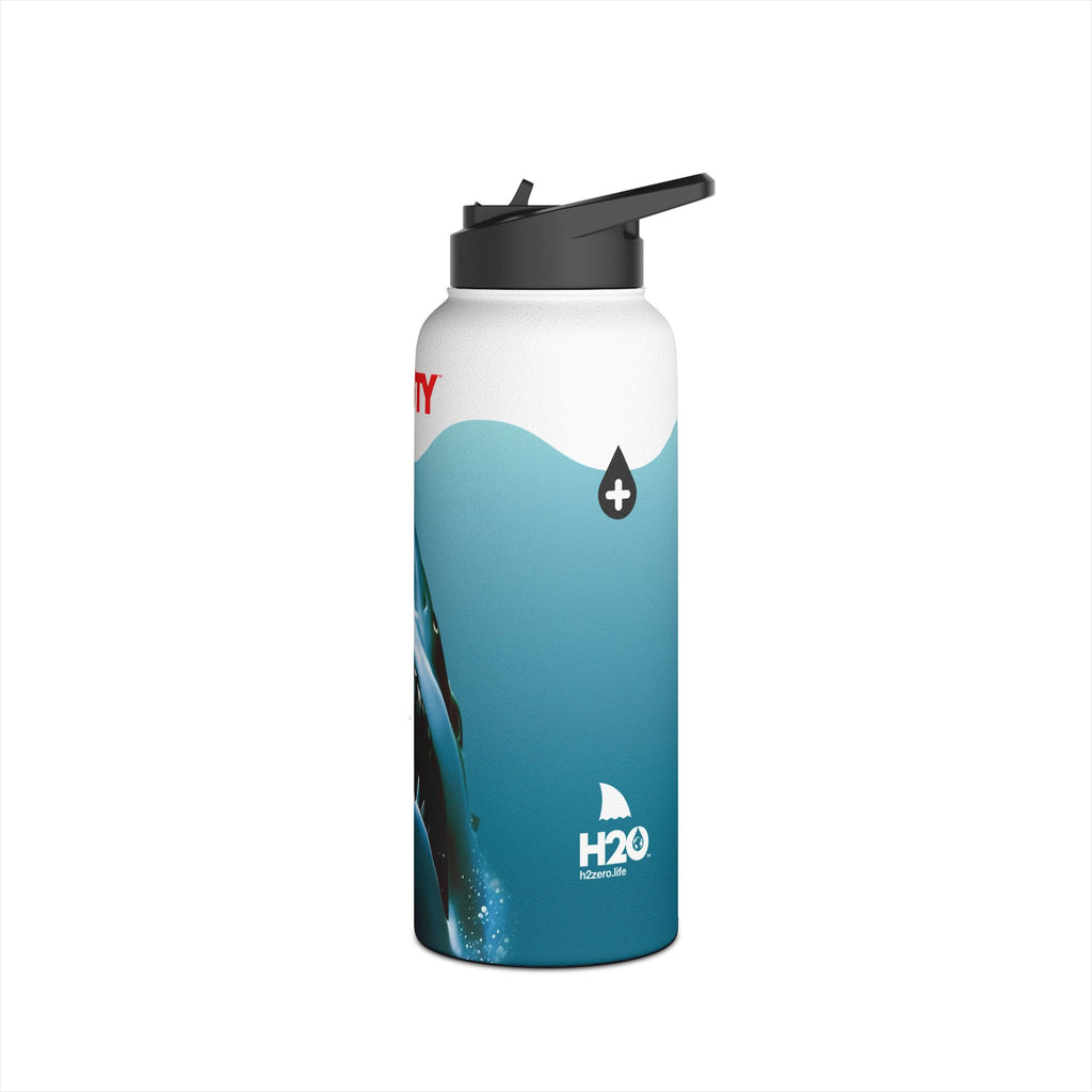 FIRSTY™ Limited Edition™ - 3 Sizes - Jaws Blue - Stainless Steel Water Bottle with Carry Handle and Straw Lid - BPA-Free, Eco-Friendly