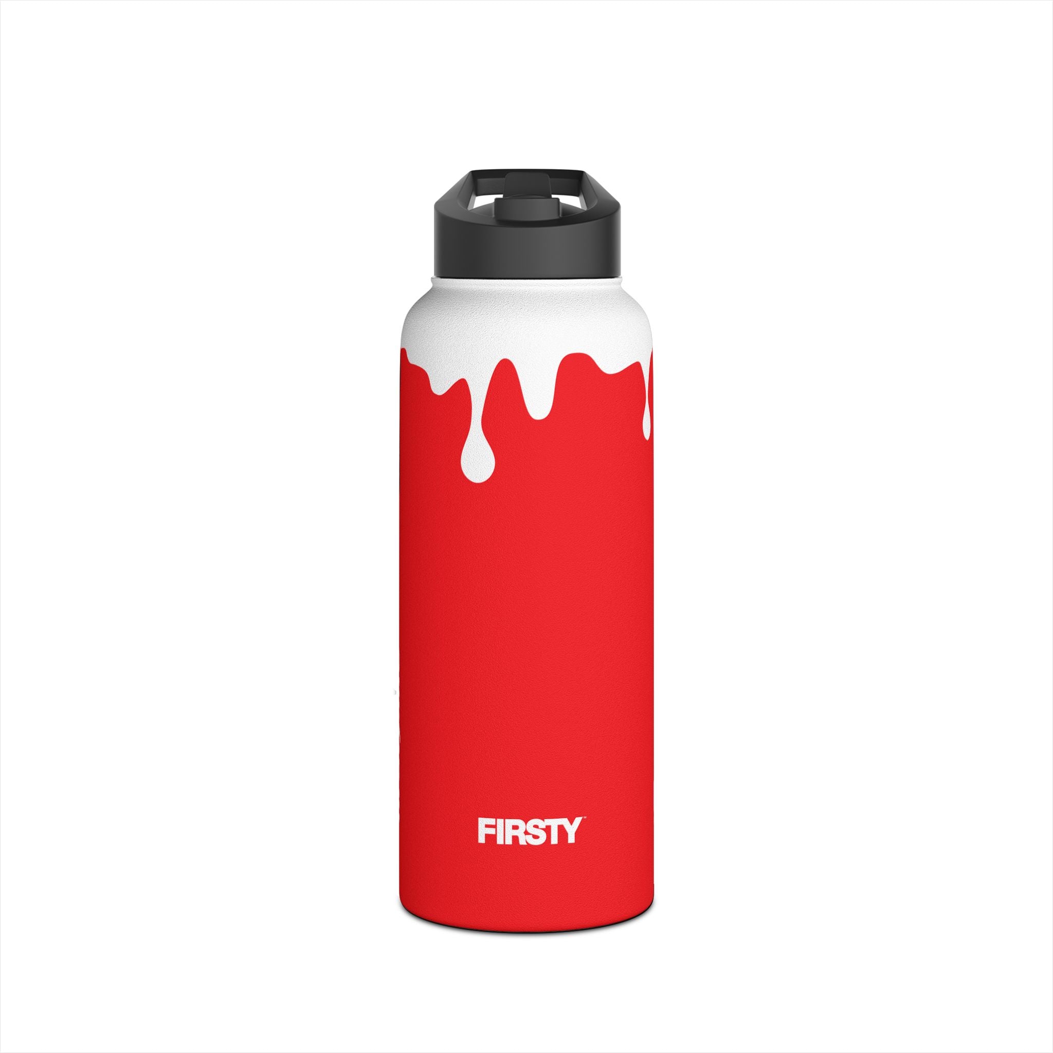 FIRSTY™ 3 Sizes - Splash™ Red - Stainless Steel Water Bottle with Carry Handle and Straw Lid - BPA-Free, Eco-Friendly