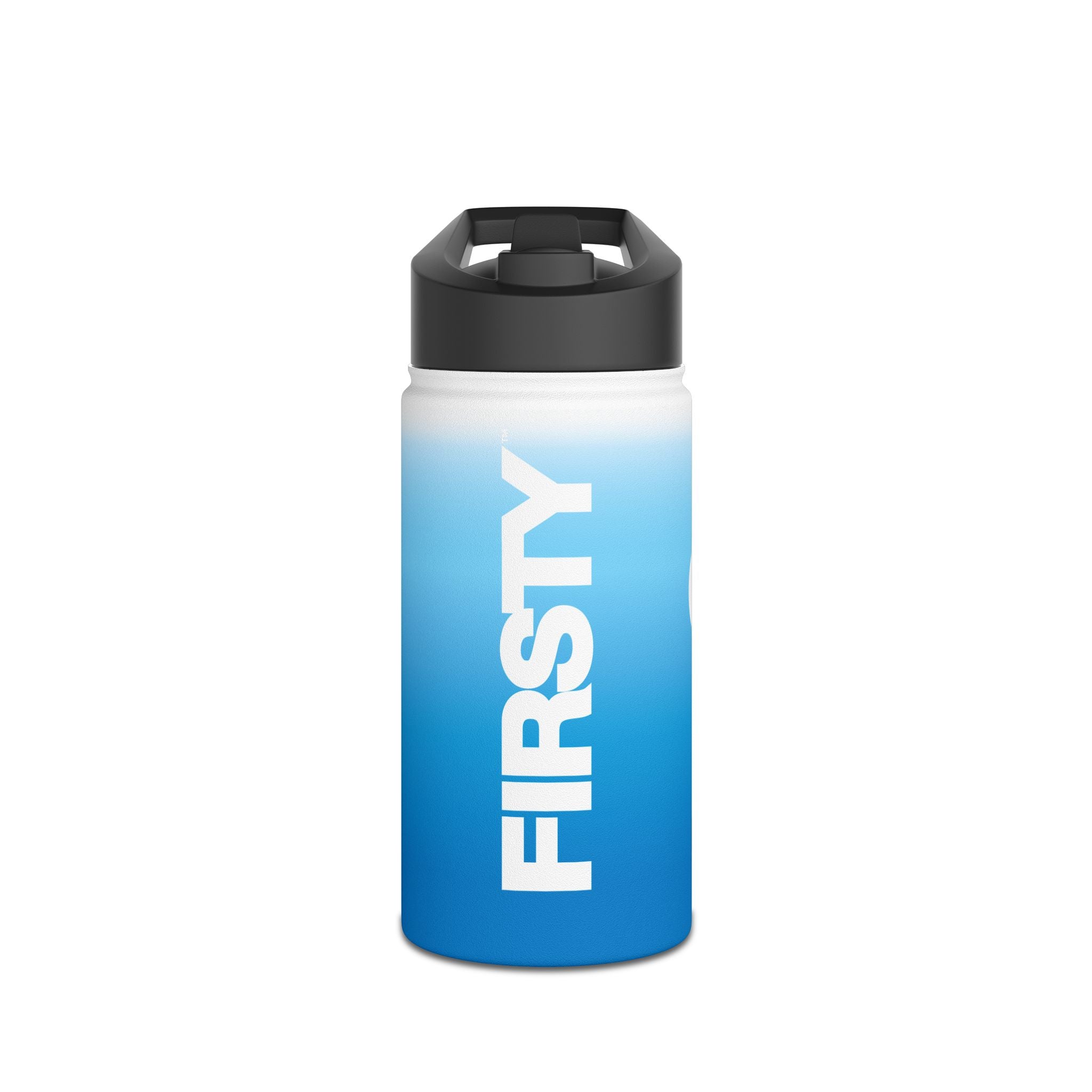 FIRSTY™ Blue Blush™ Thirst First™ 3 Sizes - White - Stainless Steel Water Bottle with Carry Handle and Straw Lid - BPA-Free, Eco-Friendly