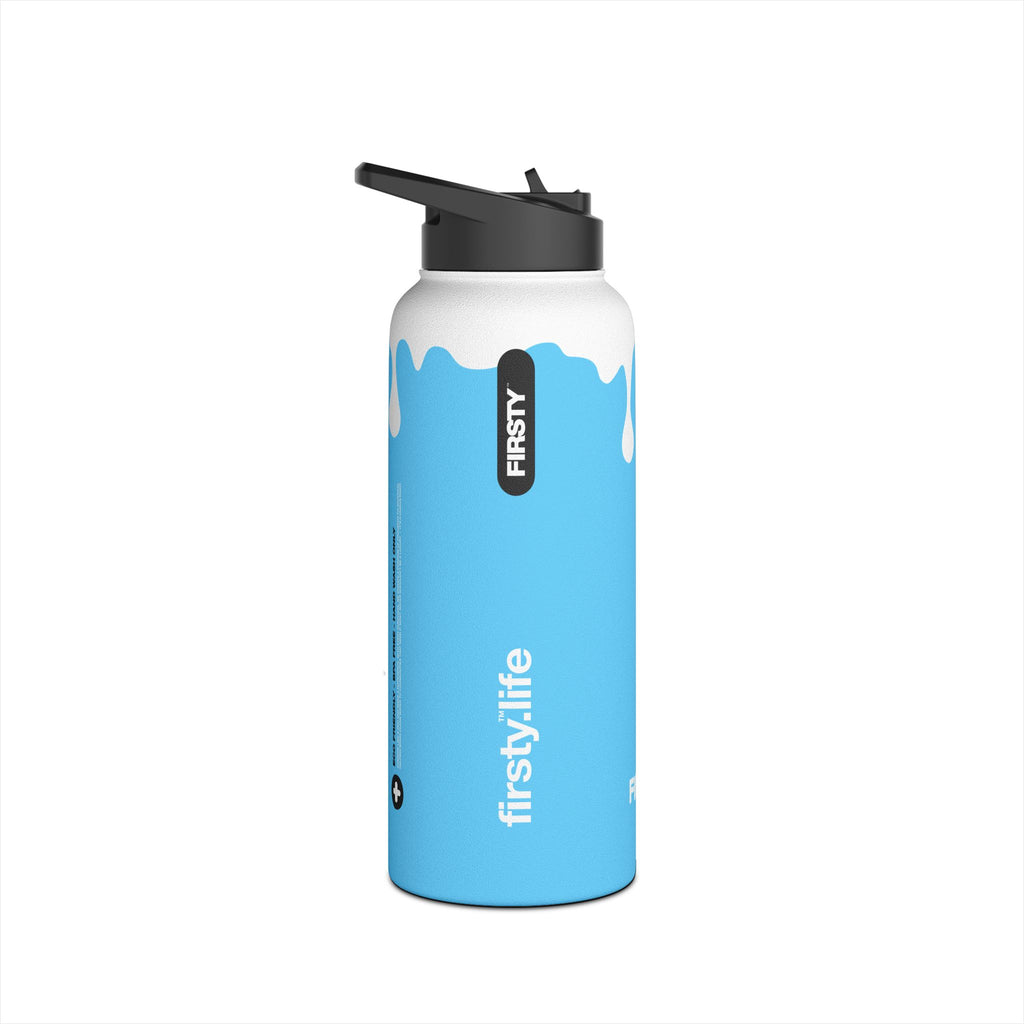FIRSTY™ 3 Sizes - Splash™ Sky Blue - Stainless Steel Water Bottle with Carry Handle and Straw Lid - BPA-Free, Eco-Friendly
