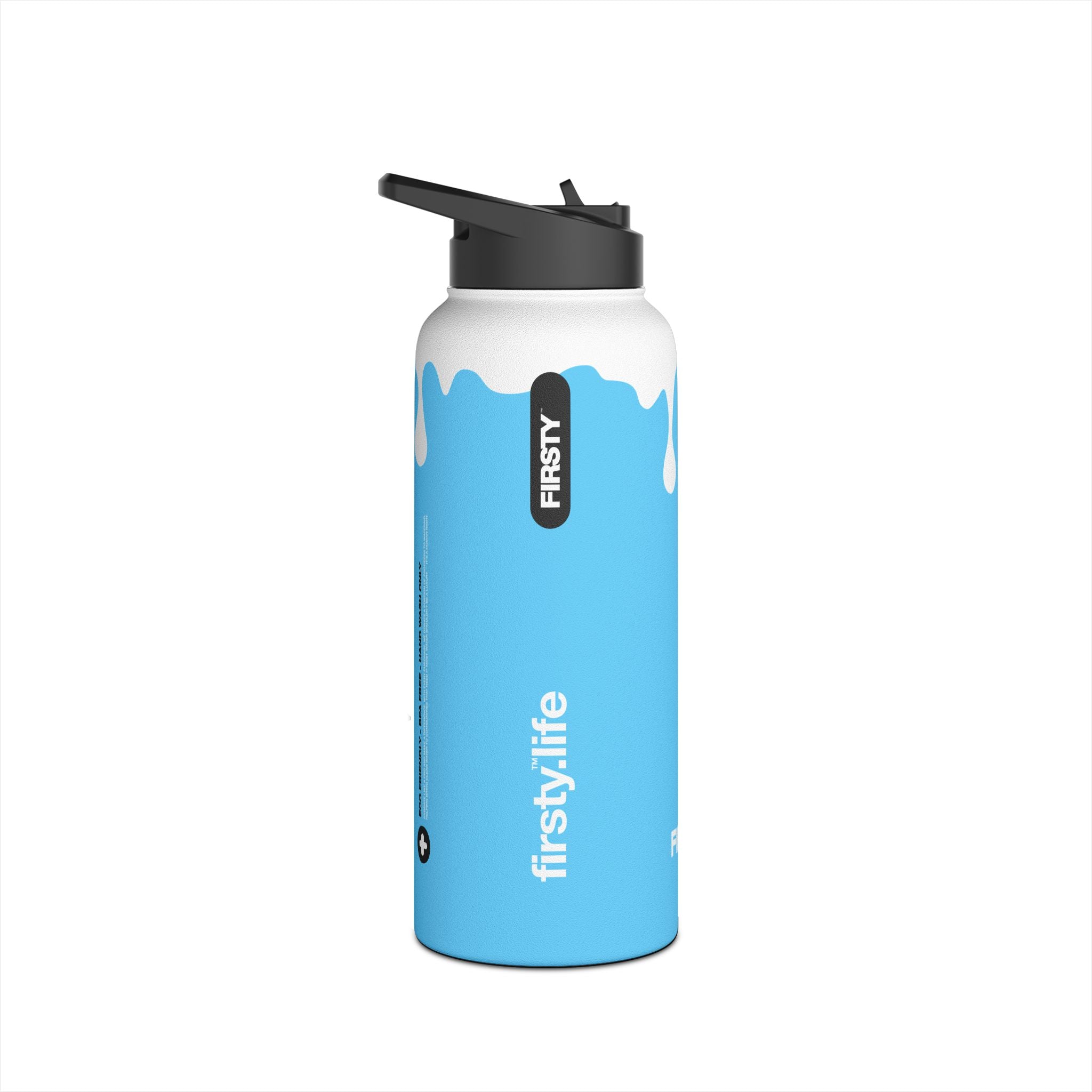 FIRSTY™ 3 Sizes - Splash™ Sky Blue - Stainless Steel Water Bottle with Carry Handle and Straw Lid - BPA-Free, Eco-Friendly