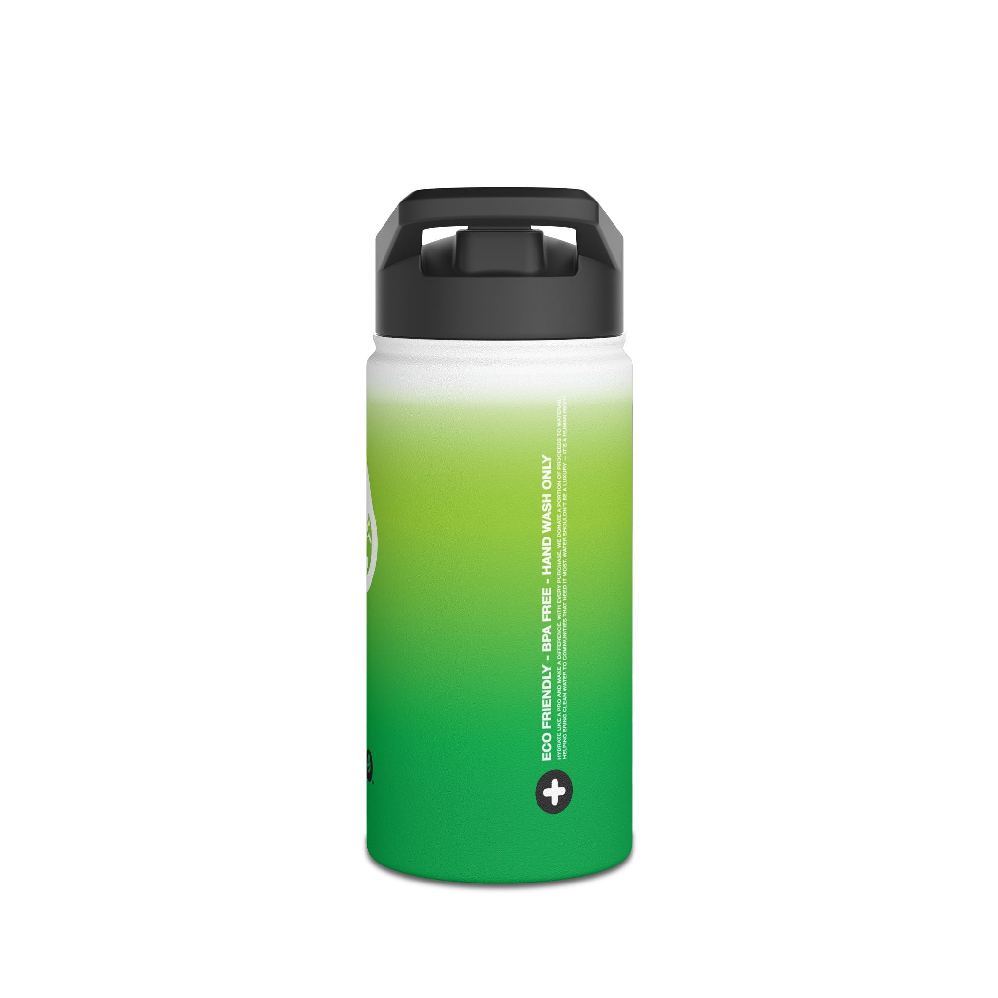 FIRSTY™ Green Blush™ Thirst First™ 3 Sizes - White - Stainless Steel Water Bottle with Carry Handle and Straw Lid - BPA-Free, Eco-Friendly