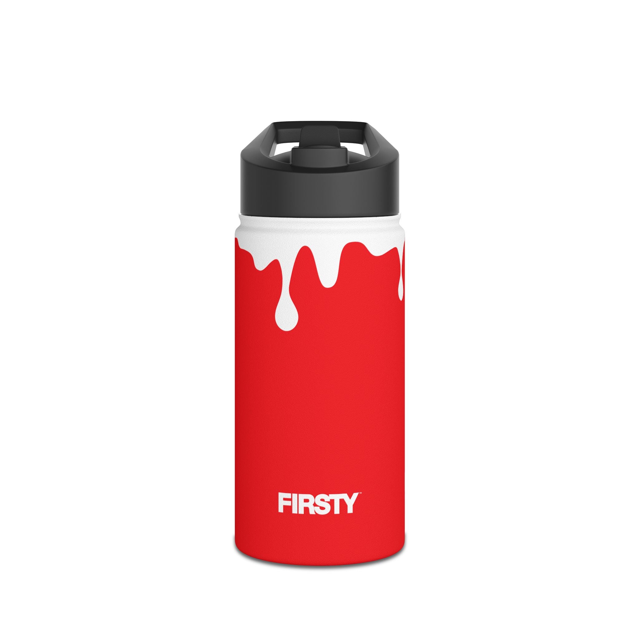 FIRSTY™ 3 Sizes - Splash™ Red - Stainless Steel Water Bottle with Carry Handle and Straw Lid - BPA-Free, Eco-Friendly