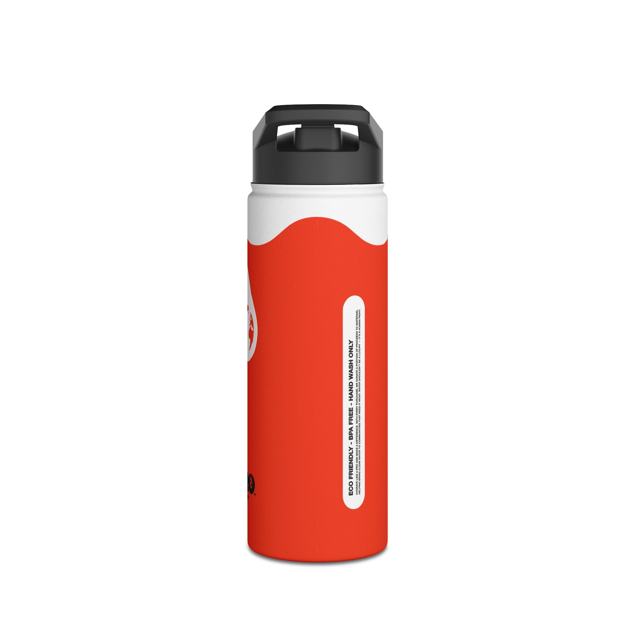 FIRSTY™ Wave™ 3 Sizes - Orange & White - Stainless Steel Water Bottle with Carry Handle and Straw Lid - BPA-Free, Eco-Friendly