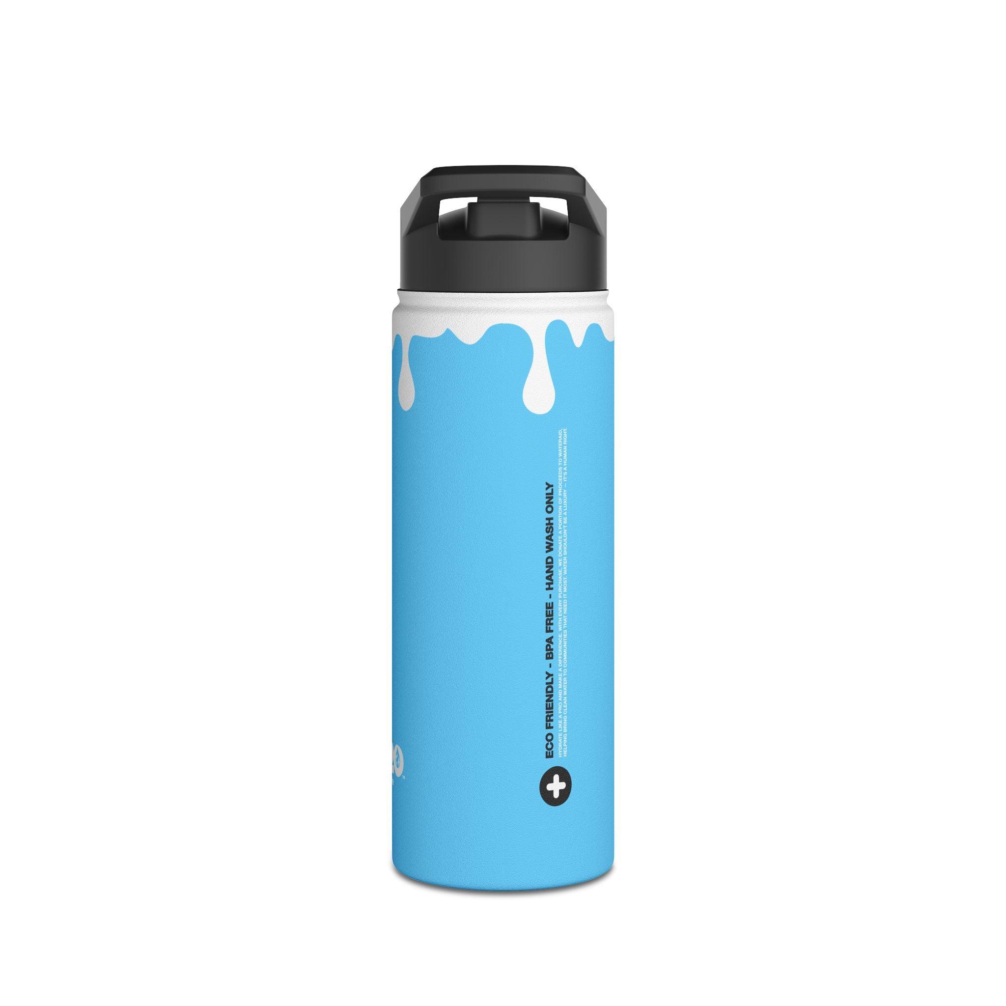 FIRSTY™ 3 Sizes - Splash™ Sky Blue - Stainless Steel Water Bottle with Carry Handle and Straw Lid - BPA-Free, Eco-Friendly