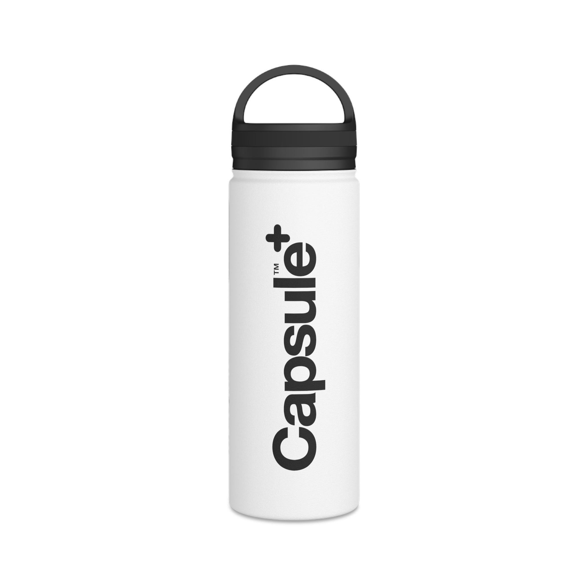 FIRSTY™ Capsule+™ 3 Sizes - Black & White  - Stainless Steel Water Bottle with Carry Handle - BPA-Free, Eco-Friendly