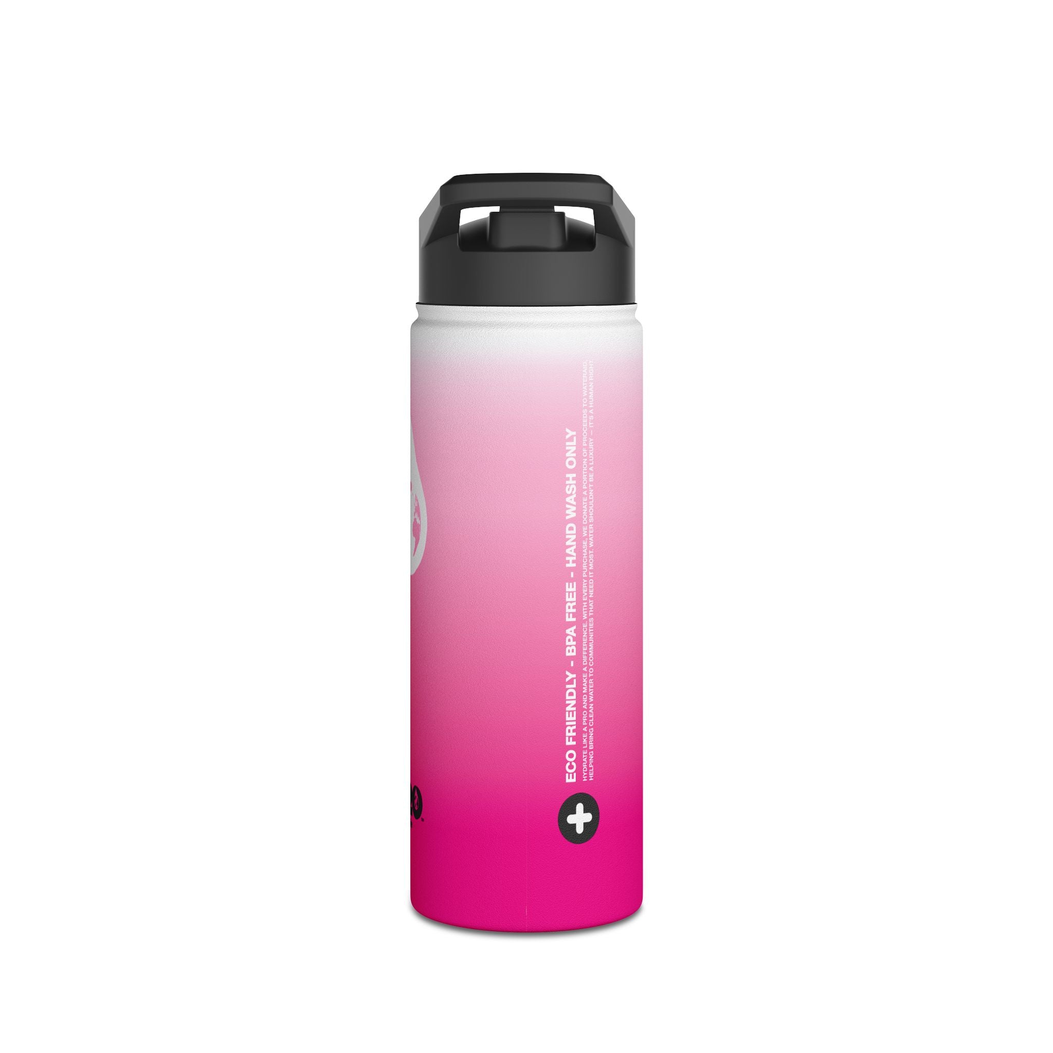 FIRSTY™ Pink Blush™ Thirst First™ 3 Sizes - White - Stainless Steel Water Bottle with Carry Handle and Straw Lid - BPA-Free, Eco-Friendly