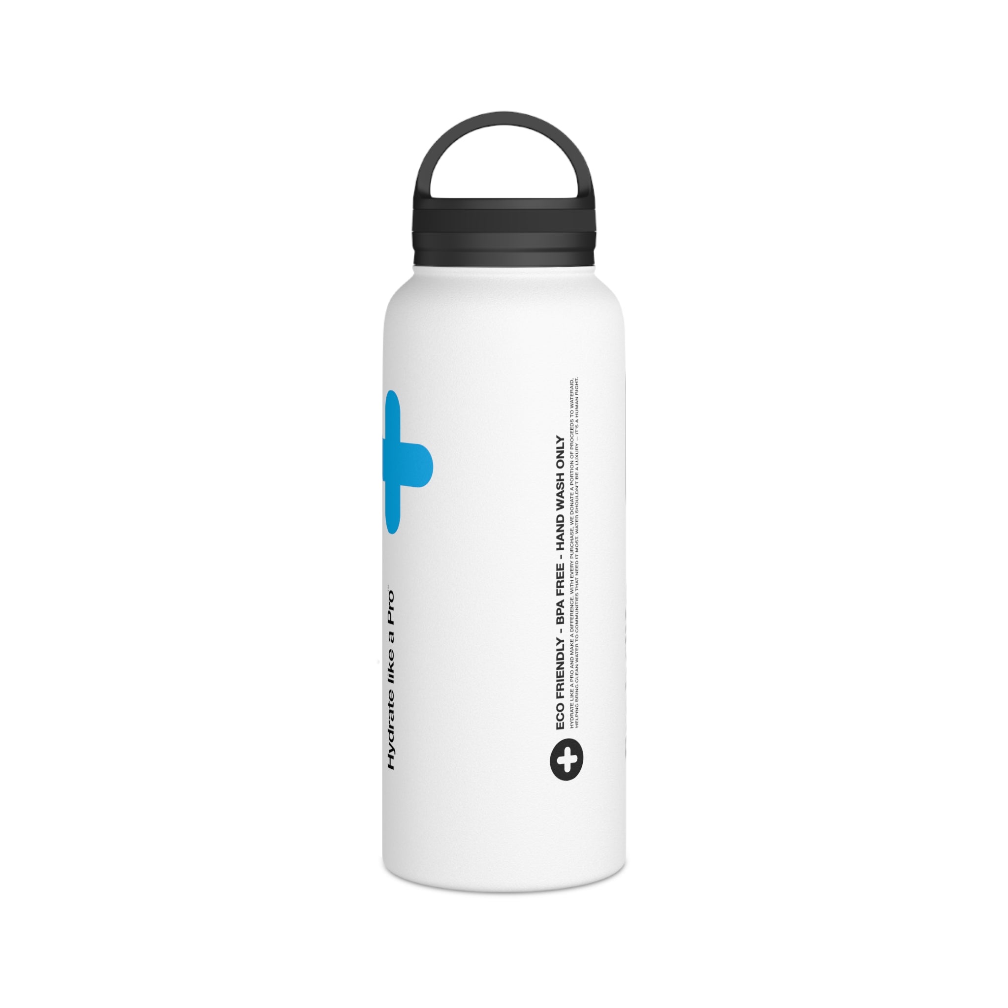 FIRSTY™ Capsule+™ Thirst First™ 3 Sizes - Blue & White  - Stainless Steel Water Bottle with Carry Handle - BPA-Free, Eco-Friendly