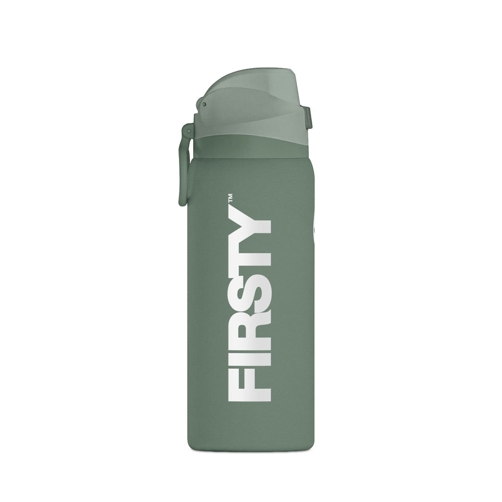 FIRSTY™ Sage Green Insulated 32oz Water Bottle – Leakproof Sport Flask with Flip Straw