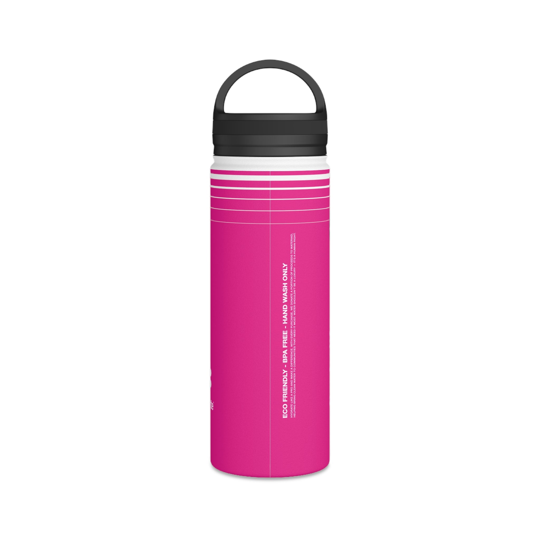 FIRSTY™ Hydrate™ 3 Sizes - Pink  - Stainless Steel Water Bottle with Carry Handle - BPA-Free, Eco-Friendly