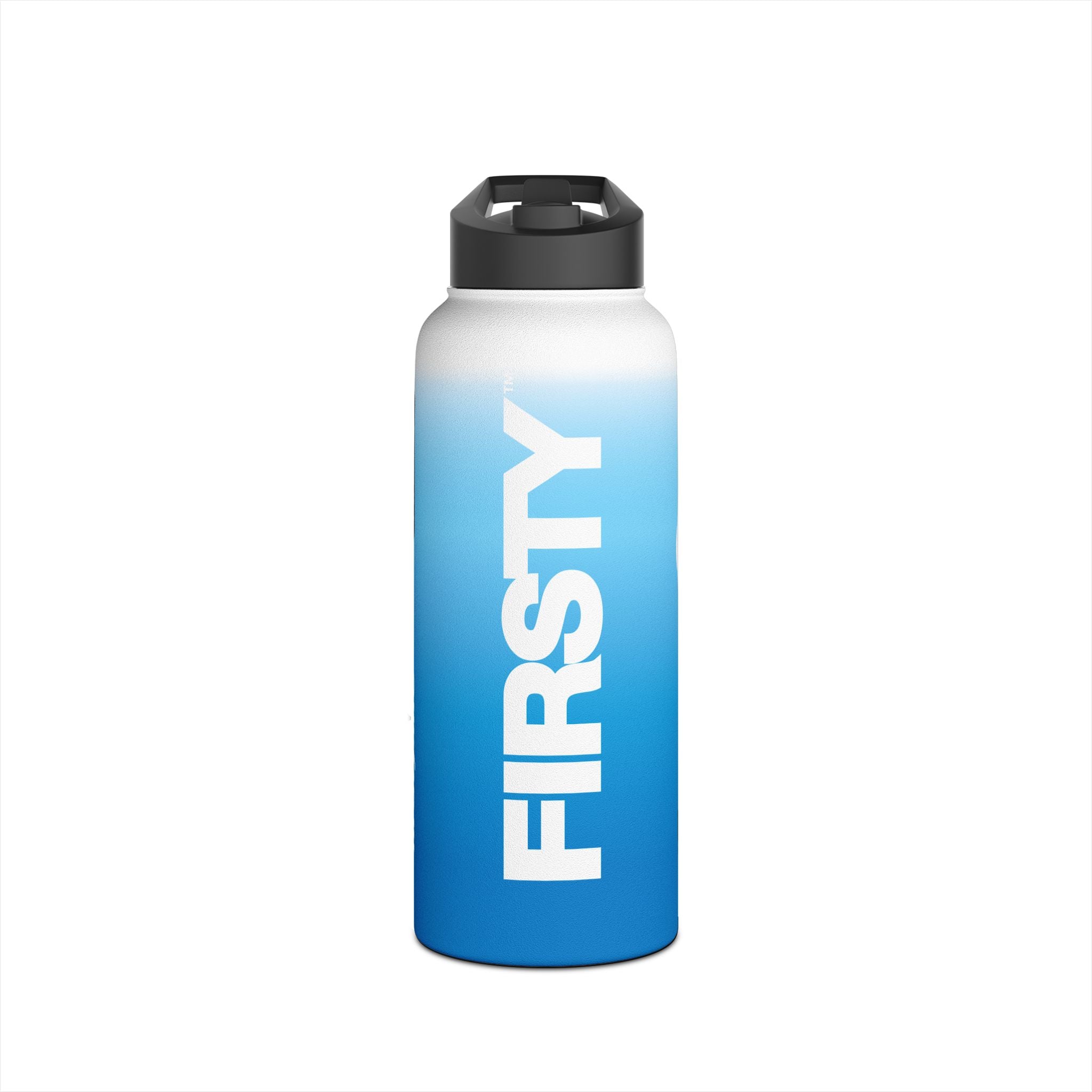 FIRSTY™ Blue Blush™ Thirst First™ 3 Sizes - White - Stainless Steel Water Bottle with Carry Handle and Straw Lid - BPA-Free, Eco-Friendly