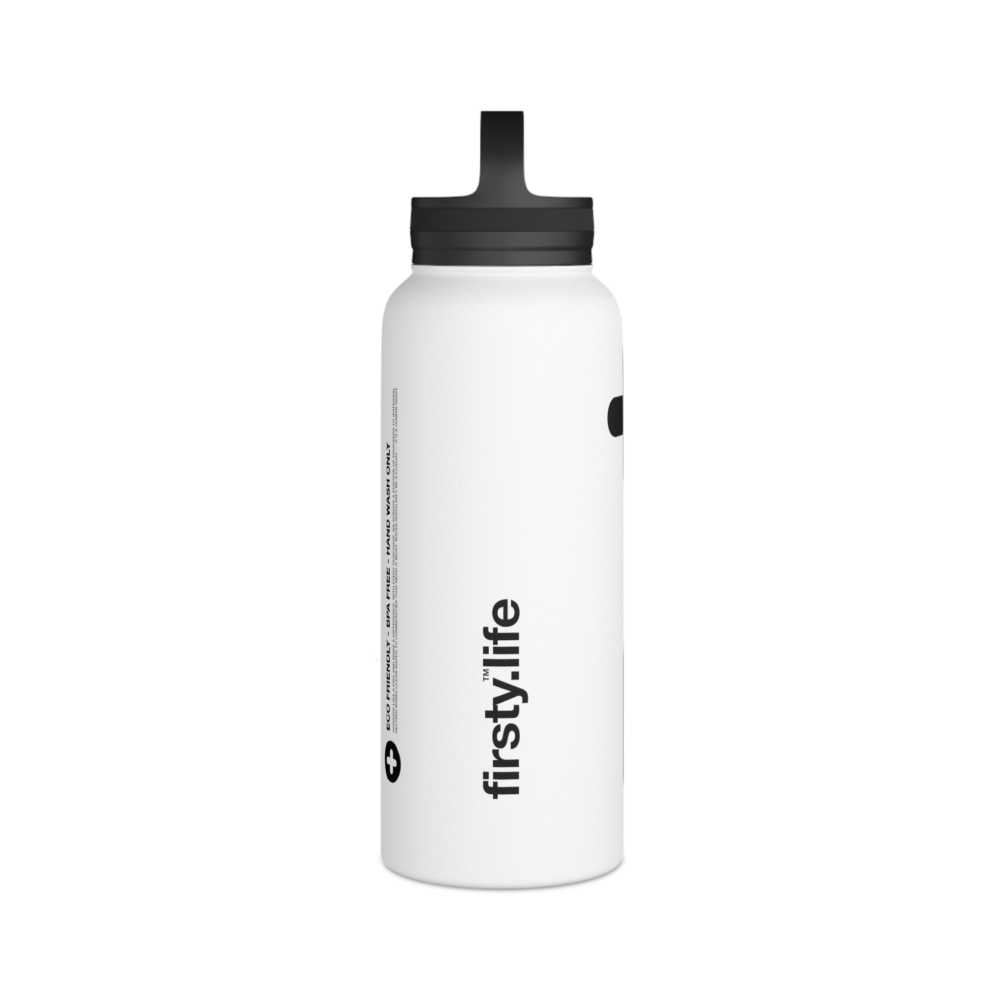 FIRSTY™ Hydrate+™ 3 Sizes - White  - Stainless Steel Water Bottle with Carry Handle - BPA-Free, Eco-Friendly