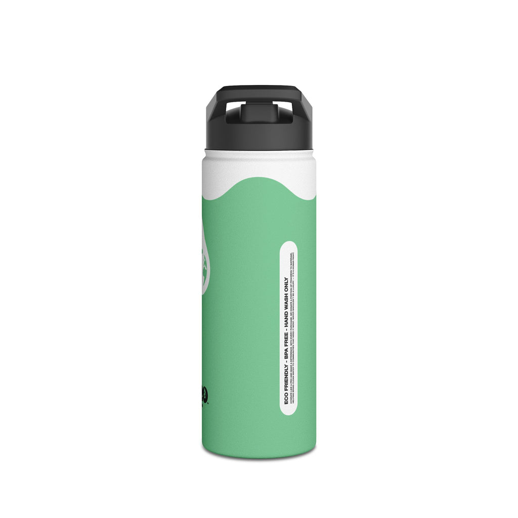 FIRSTY™ Wave™ 3 Sizes - Mint Green & White - Stainless Steel Water Bottle with Carry Handle and Straw Lid - BPA-Free, Eco-Friendly
