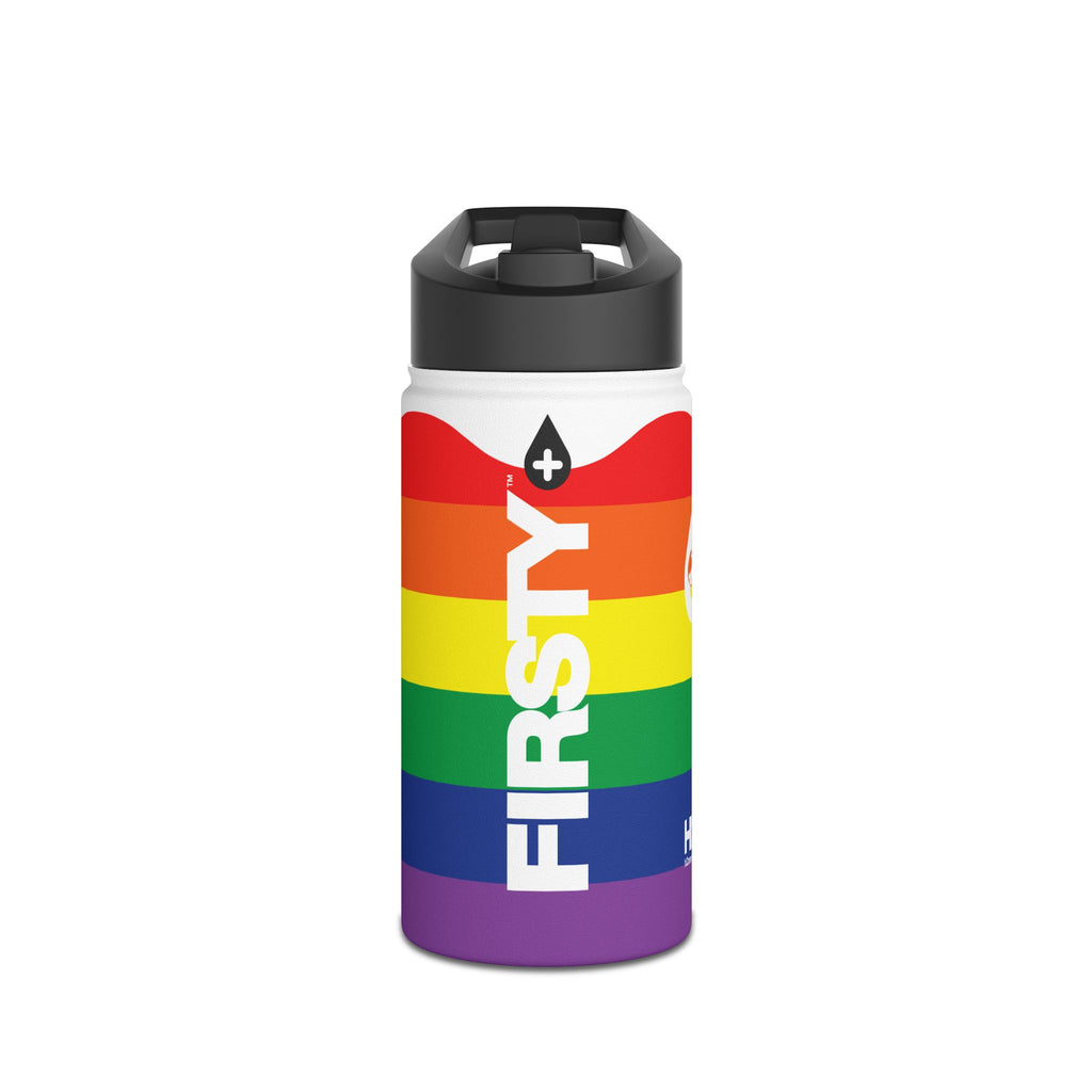 FIRSTY™ We Are One™ - 3 Sizes - Celebrate Pride Rainbow - Stainless Steel Water Bottle with Carry Handle and Straw Lid - BPA-Free, Eco-Friendly