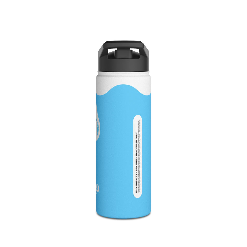 FIRSTY™ Wave™ 3 Sizes - Sky Blue & White - Stainless Steel Water Bottle with Carry Handle and Straw Lid - BPA-Free, Eco-Friendly