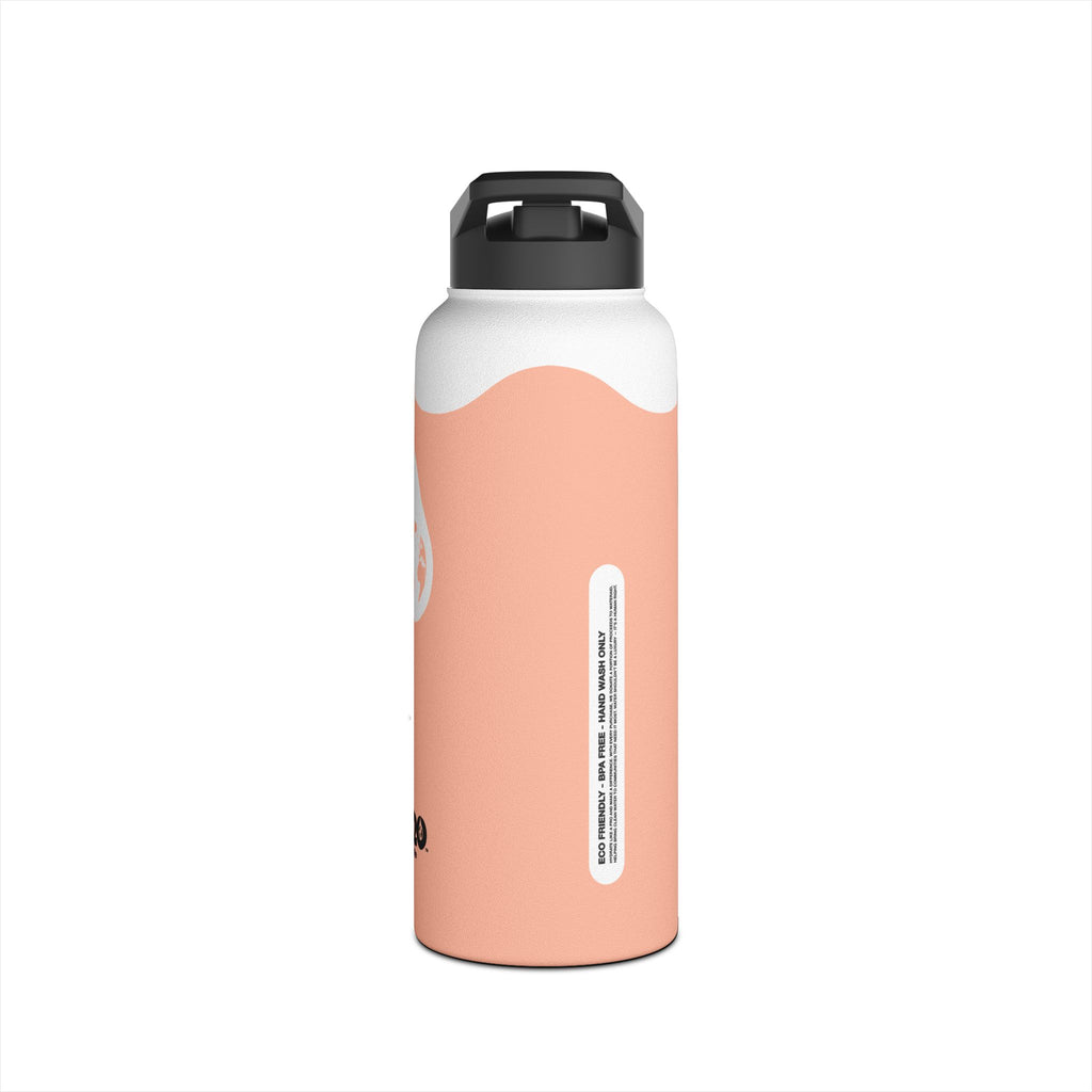 FIRSTY™ Wave™ 3 Sizes - Peach & White - Stainless Steel Water Bottle with Carry Handle and Straw Lid - BPA-Free, Eco-Friendly