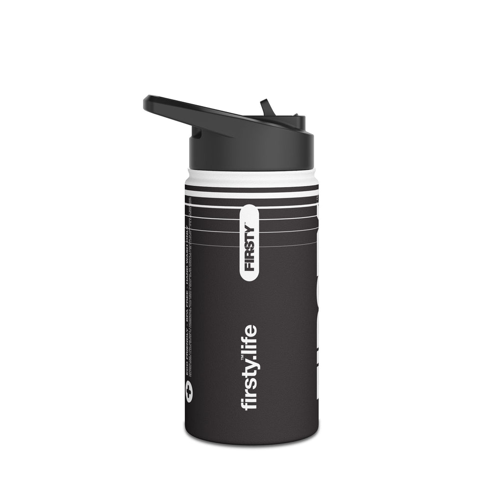 FIRSTY™ 3 Sizes - Hydrate Black - Stainless Steel Water Bottle with Carry Handle and Straw Lid - BPA-Free, Eco-Friendly