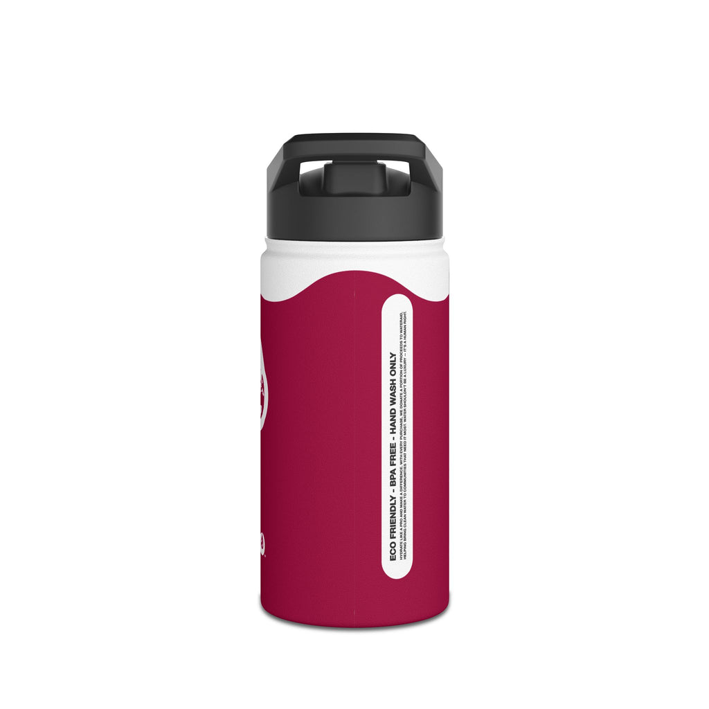 FIRSTY™ Wave™ 3 Sizes - Burgundy & White - Stainless Steel Water Bottle with Carry Handle and Straw Lid - BPA-Free, Eco-Friendly