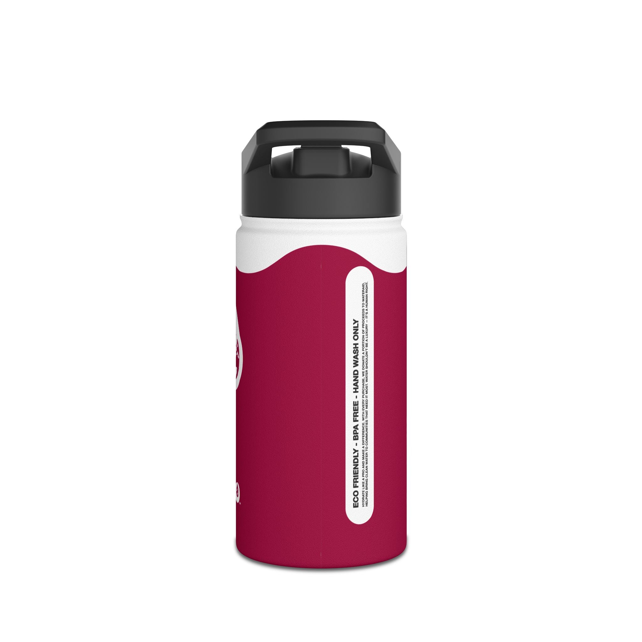 FIRSTY™ Wave™ 3 Sizes - Burgundy & White - Stainless Steel Water Bottle with Carry Handle and Straw Lid - BPA-Free, Eco-Friendly