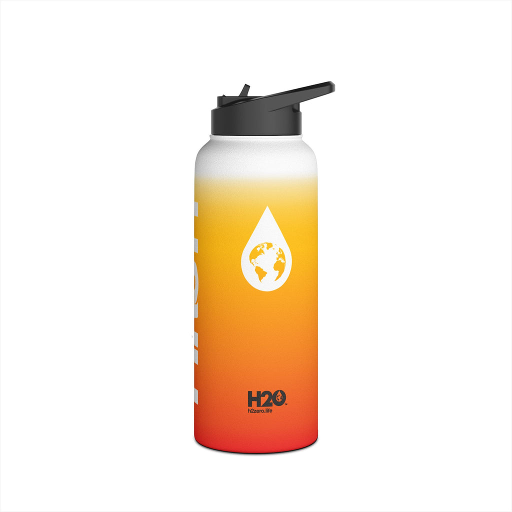 FIRSTY™ Orange Blush™ Thirst First™ 3 Sizes - White - Stainless Steel Water Bottle with Carry Handle and Straw Lid - BPA-Free, Eco-Friendly