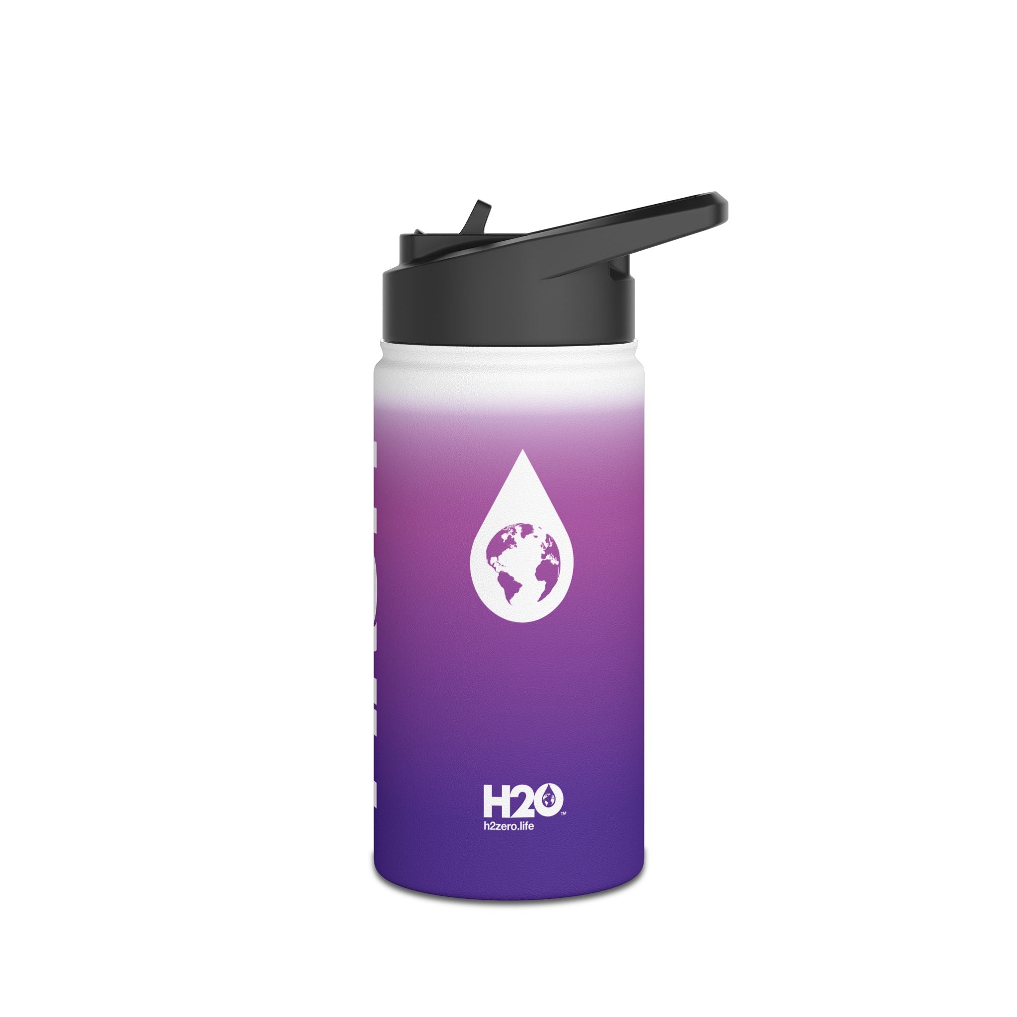 FIRSTY™ Purple Blush™ Thirst First™ 3 Sizes - White - Stainless Steel Water Bottle with Carry Handle and Straw Lid - BPA-Free, Eco-Friendly