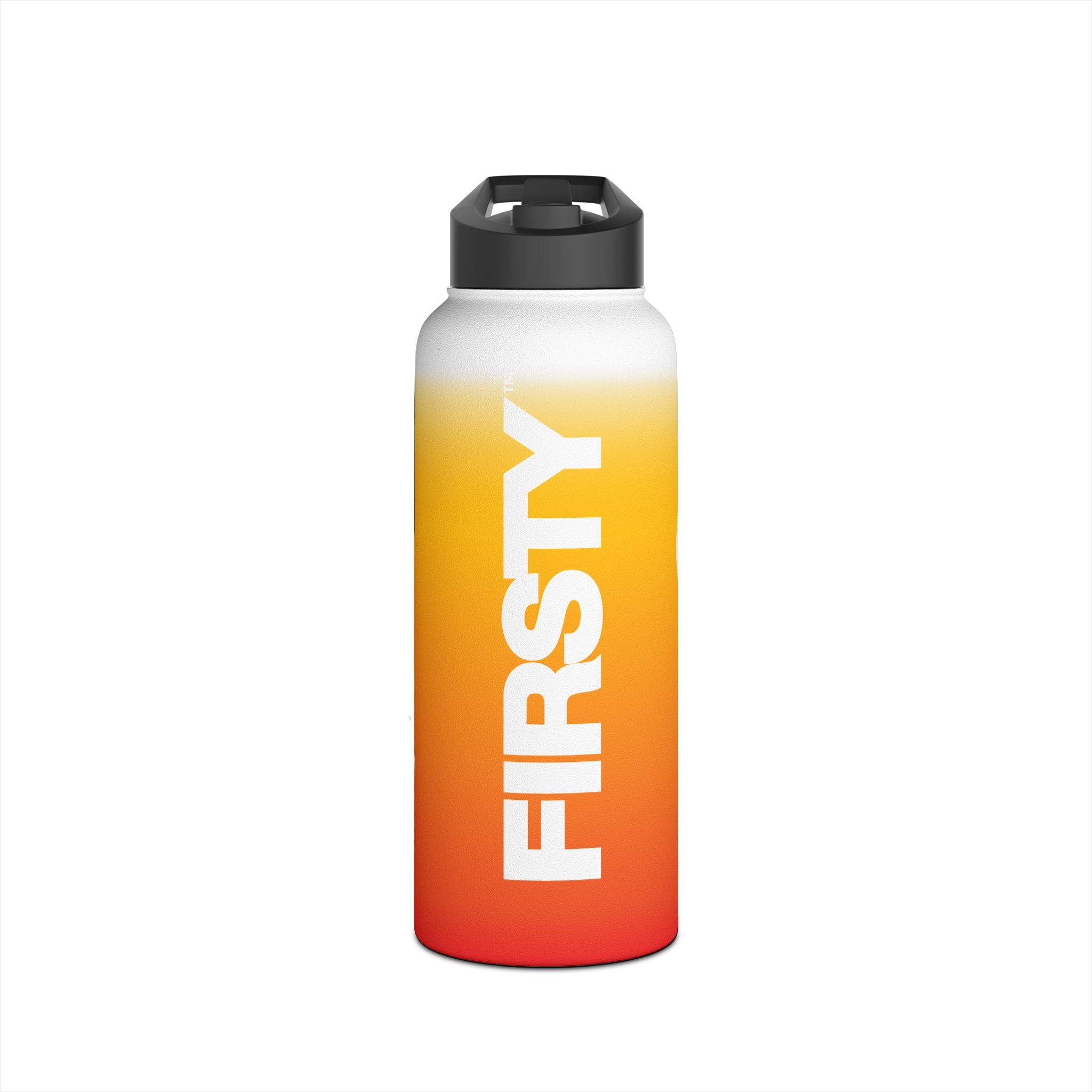FIRSTY™ Orange Blush™ Thirst First™ 3 Sizes - White - Stainless Steel Water Bottle with Carry Handle and Straw Lid - BPA-Free, Eco-Friendly