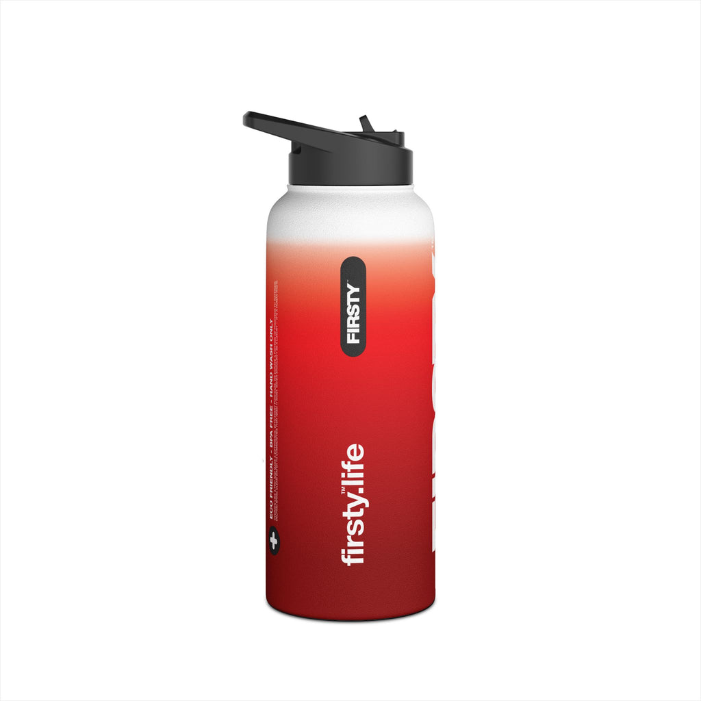 FIRSTY™ Red Blush™ Thirst First™ 3 Sizes - White - Stainless Steel Water Bottle with Carry Handle and Straw Lid - BPA-Free, Eco-Friendly