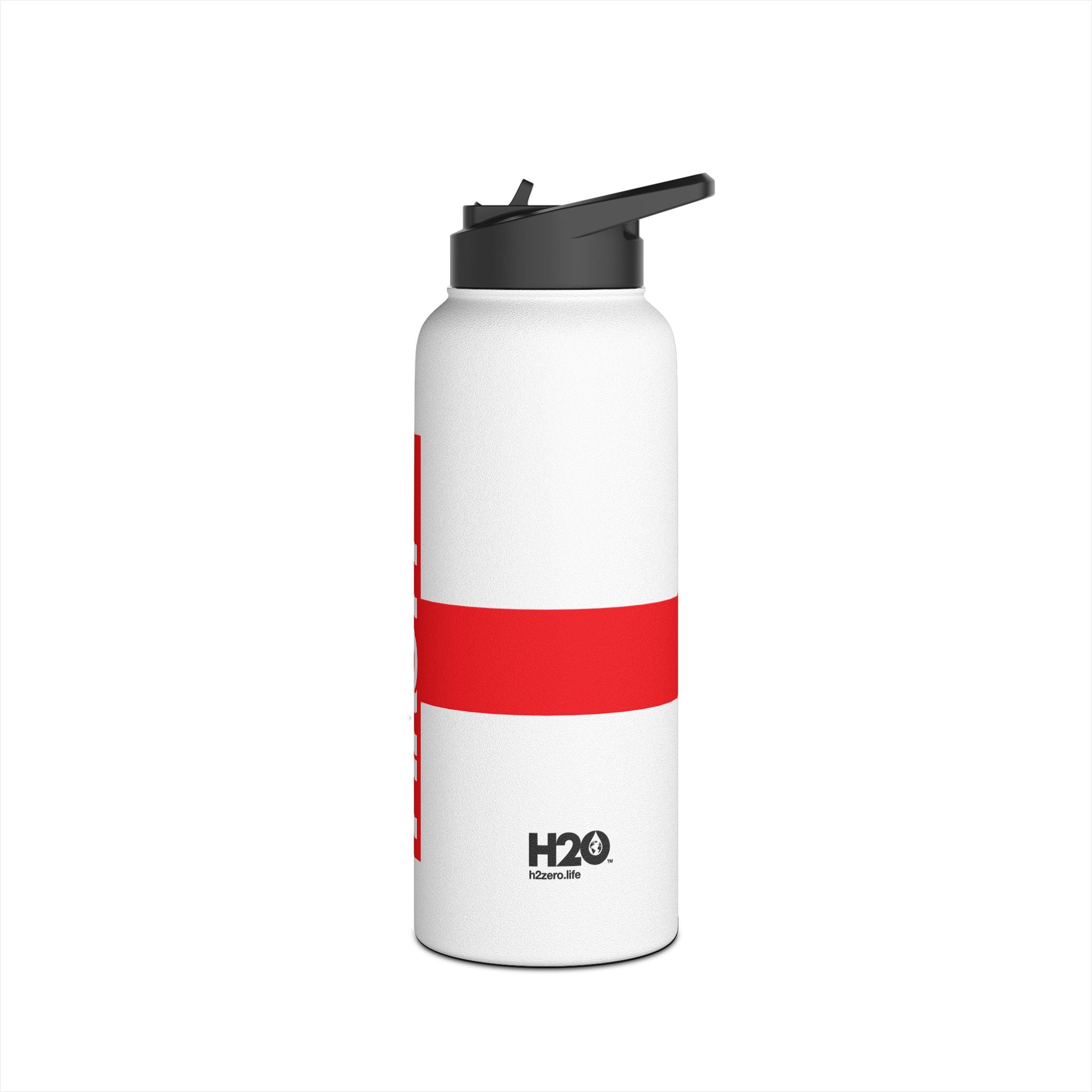 FIRSTY™ 3 Sizes - Red England Flag - Stainless Steel Water Bottle with Carry Handle and Straw Lid - BPA-Free, Eco-Friendly