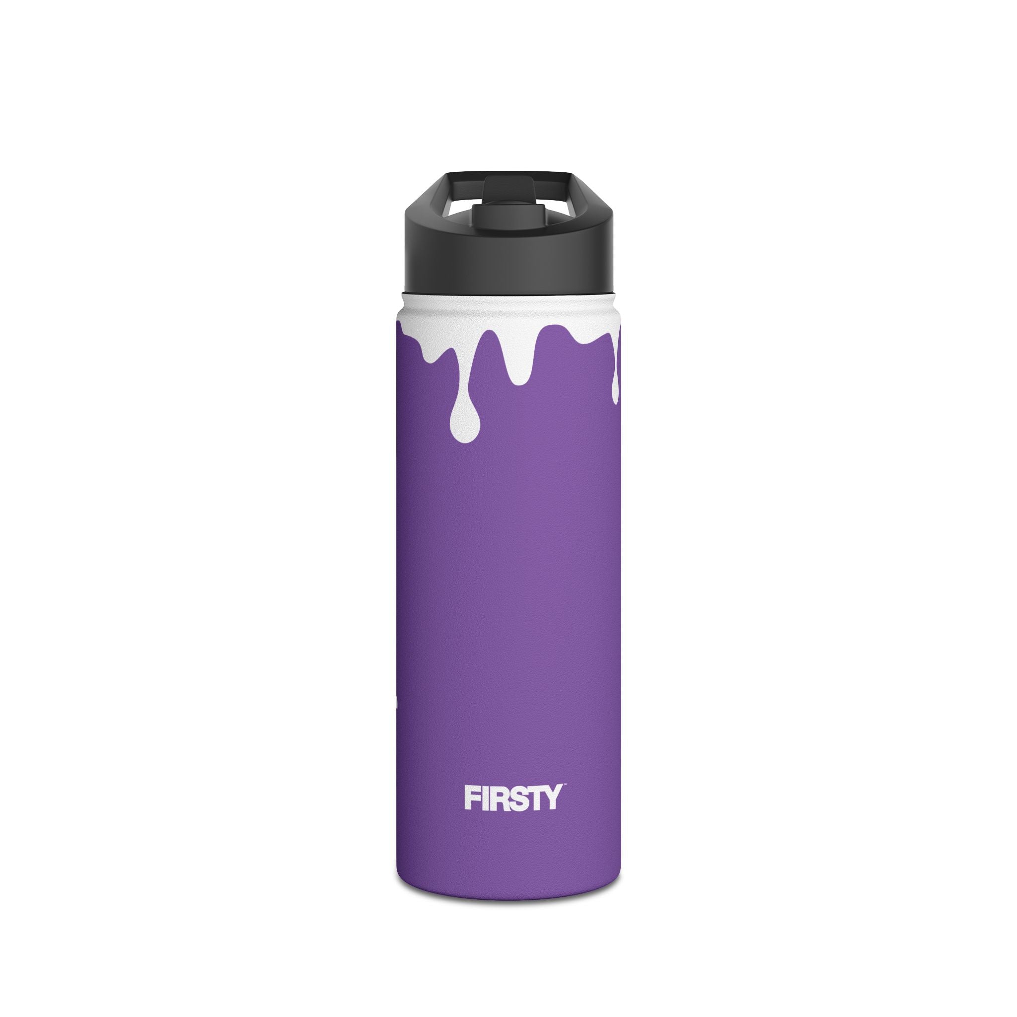 FIRSTY™ 3 Sizes - Splash™ Purple - Stainless Steel Water Bottle with Carry Handle and Straw Lid - BPA-Free, Eco-Friendly