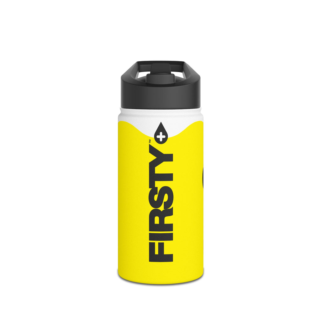 FIRSTY™ Wave™ 3 Sizes - Yellow & Black - Stainless Steel Water Bottle with Carry Handle and Straw Lid - BPA-Free, Eco-Friendly