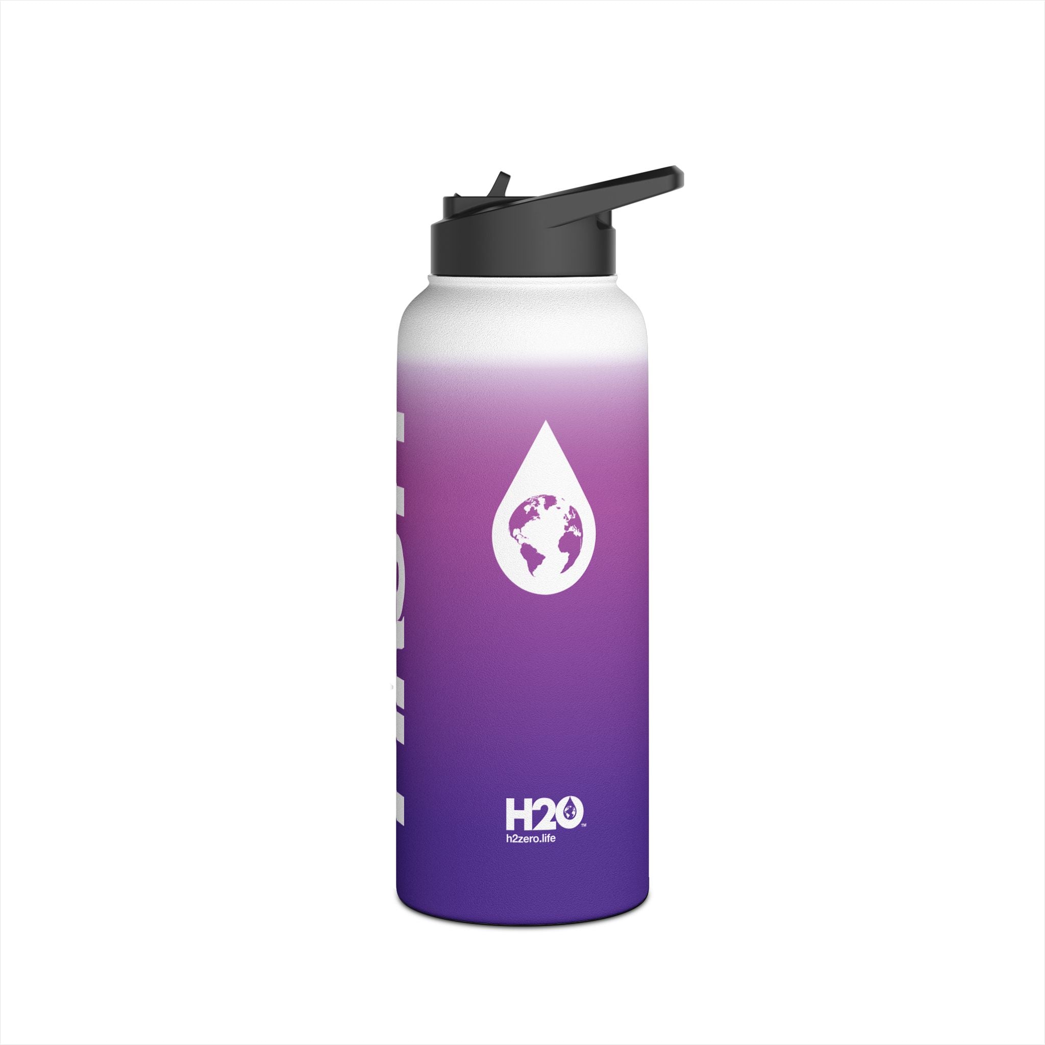 FIRSTY™ Purple Blush™ Thirst First™ 3 Sizes - White - Stainless Steel Water Bottle with Carry Handle and Straw Lid - BPA-Free, Eco-Friendly