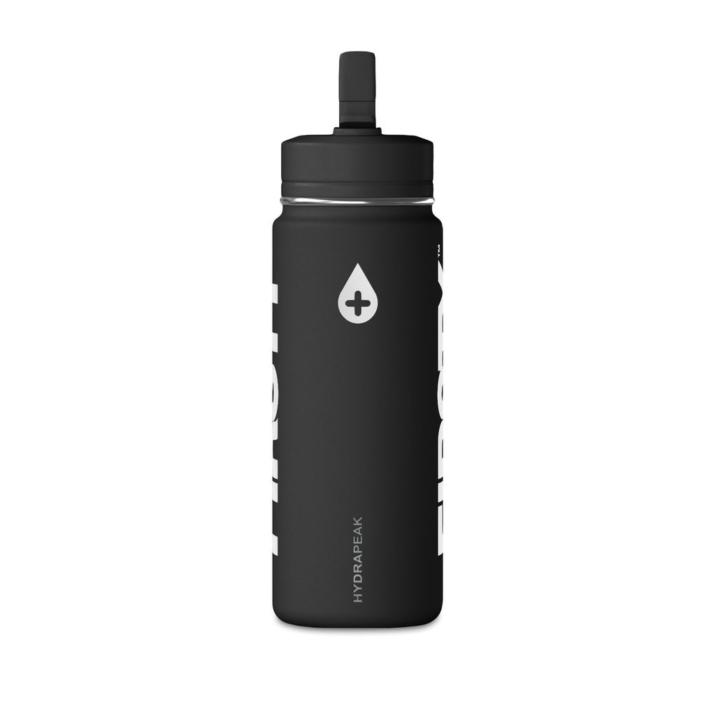 FIRSTY™ Black 20oz Mini Water Bottle – Insulated Sport Bottle with Flip Straw